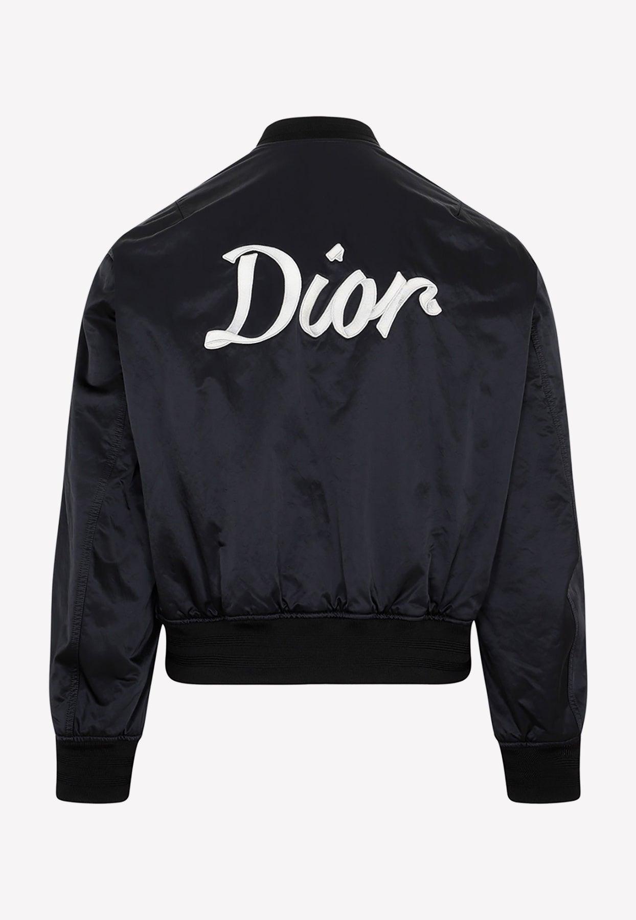Dior Logo-embroidered Bomber Jacket in Black for Men | Lyst Dior Logo-embroidered Bomber Jacket in Black for Men | Lyst