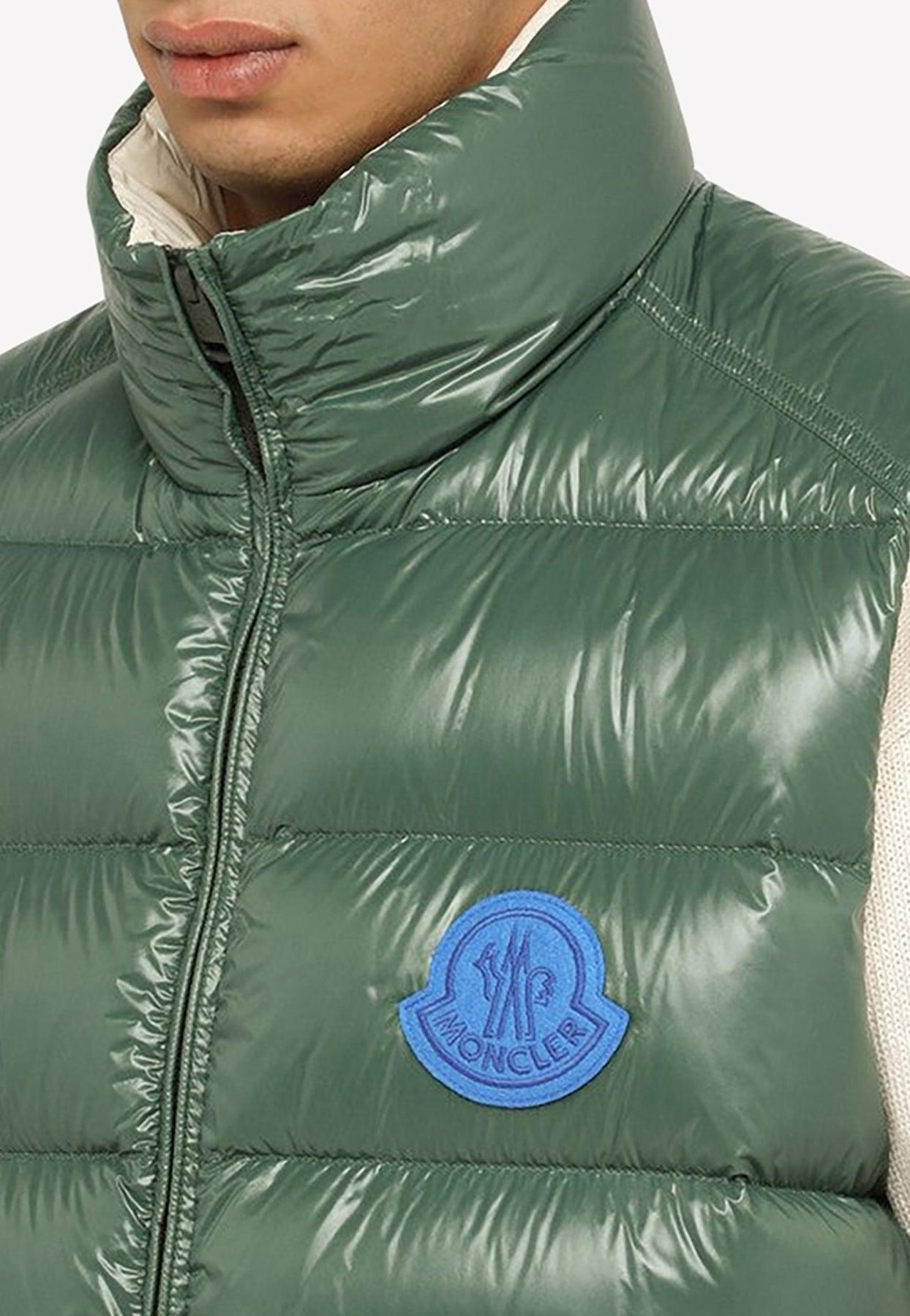 Moncler Zip-up Down Vest in Green for Men | Lyst