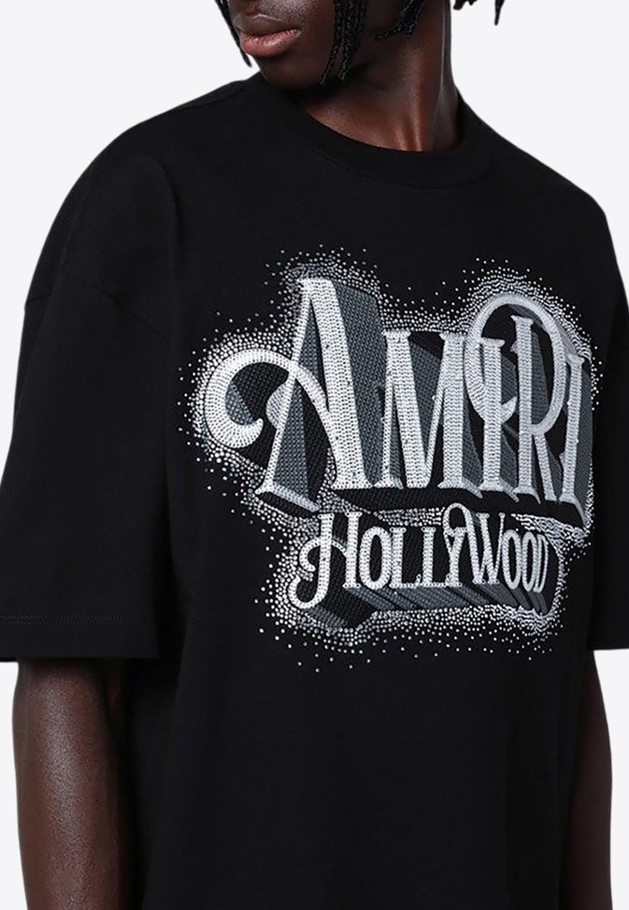 Amiri Strass Hollywood Logo T-Shirt in Black for Men | Lyst