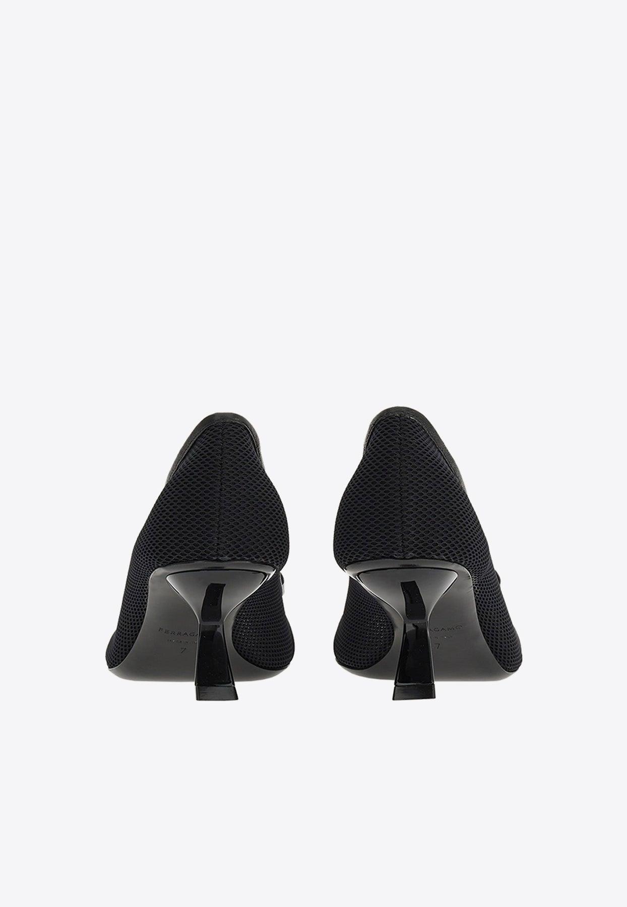 Ferragamo Anz 55 Vara Bow Mesh Pumps in Black | Lyst