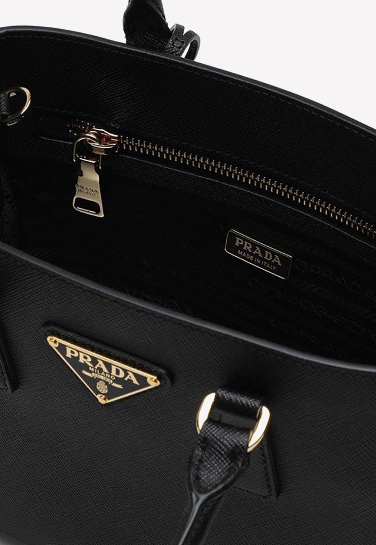 Black Saffiano Leather Top-handle Bag