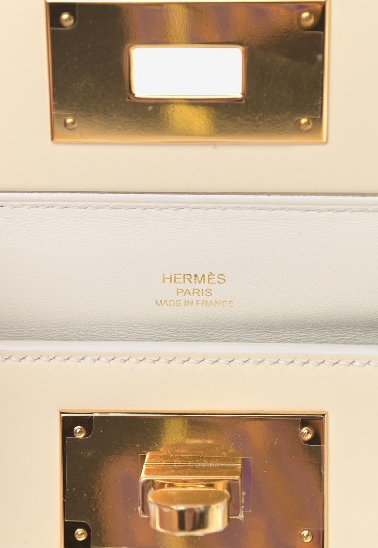 HERMES 1330000 Size 25 Evercolor White/Sesame