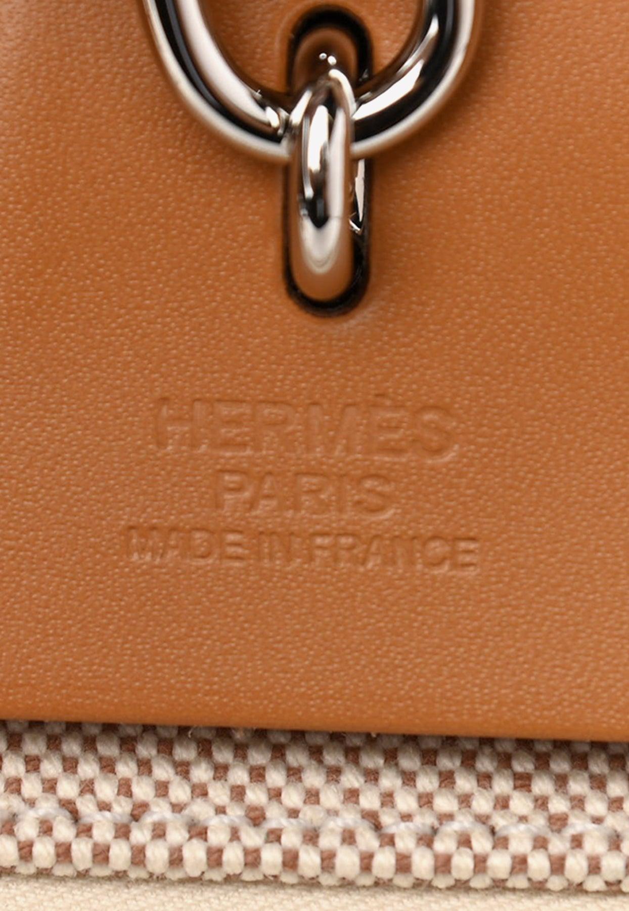 Hermes Herbag Zip 31 Bag Beton Toile Militaire / Natural Sable Leather –  Mightychic