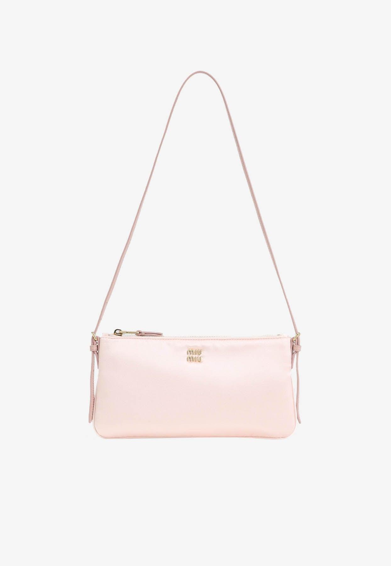 Miu Miu Mini Logo Satin Pouch in Pink | Lyst