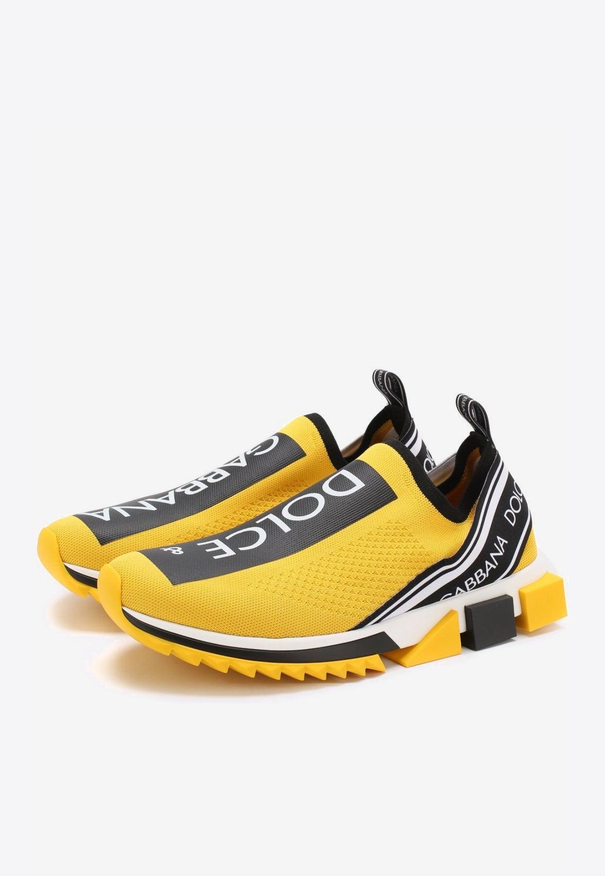 & Gabbana Stretch-mesh Sneakers With Logo Tape in Yellow for Men Lyst