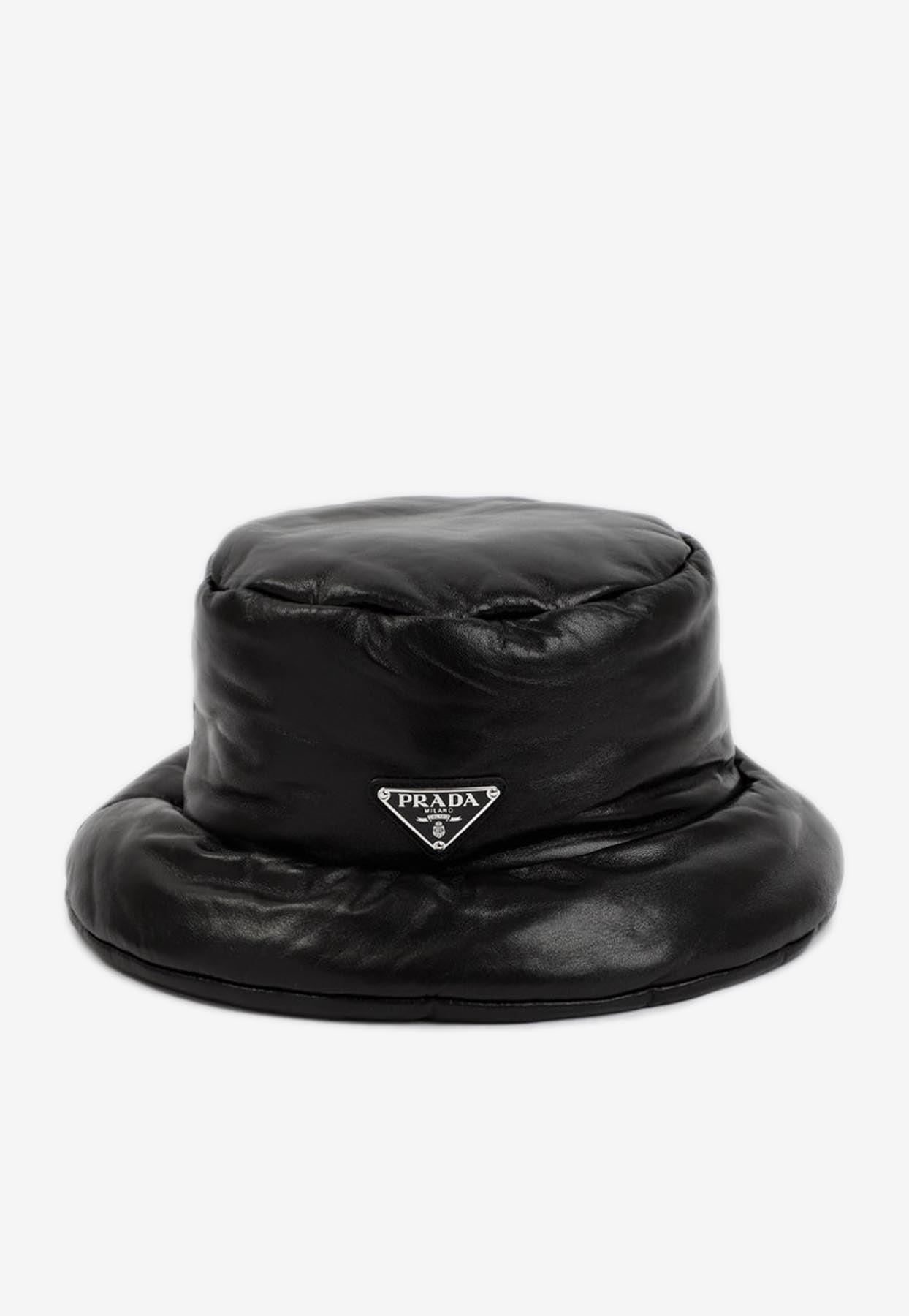 Prada Padded Leather Bucket Hat in Black