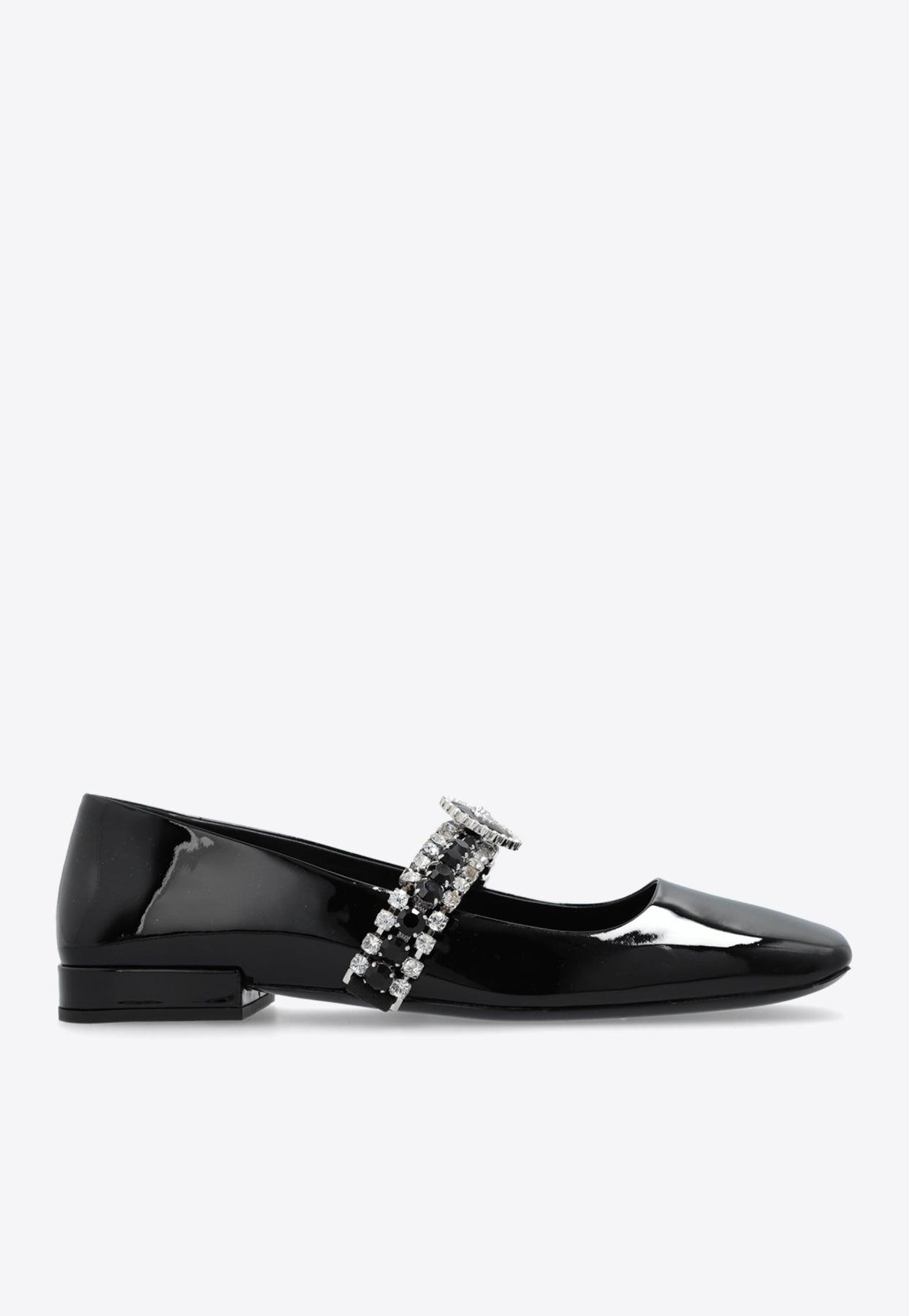 Mary Jane Crystal Ribbon Satin Flats