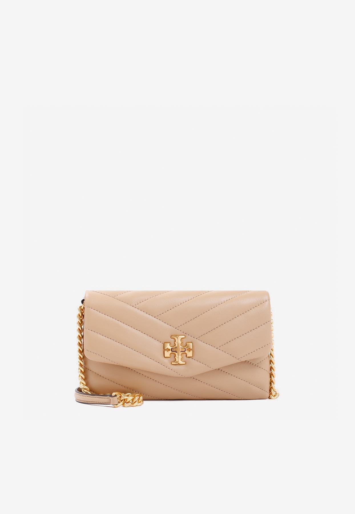 Tory Burch Kira Chevron Chain Crossbody Bag In Nappa Leather in Natural