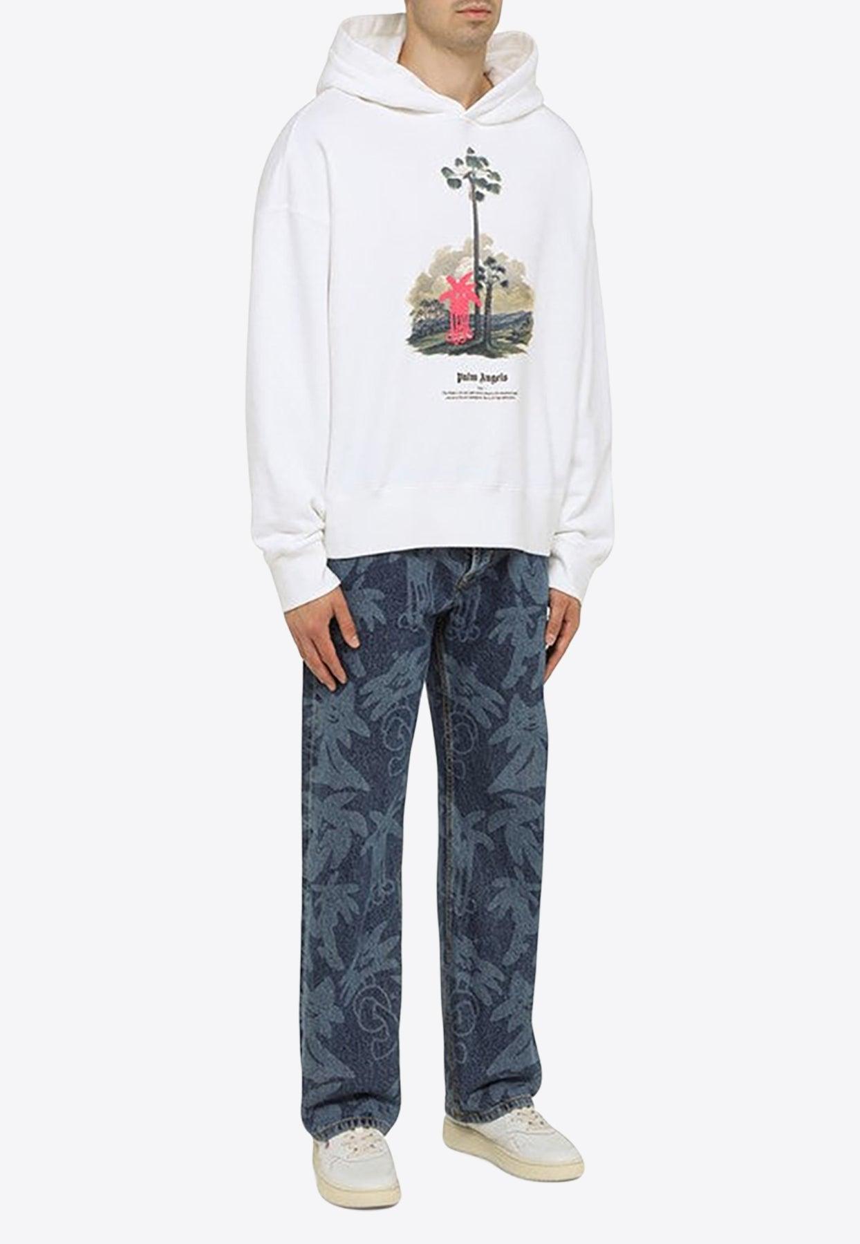 Palm Angels Graphic Print Hooded Sweatshirt in White for Men | Lyst
