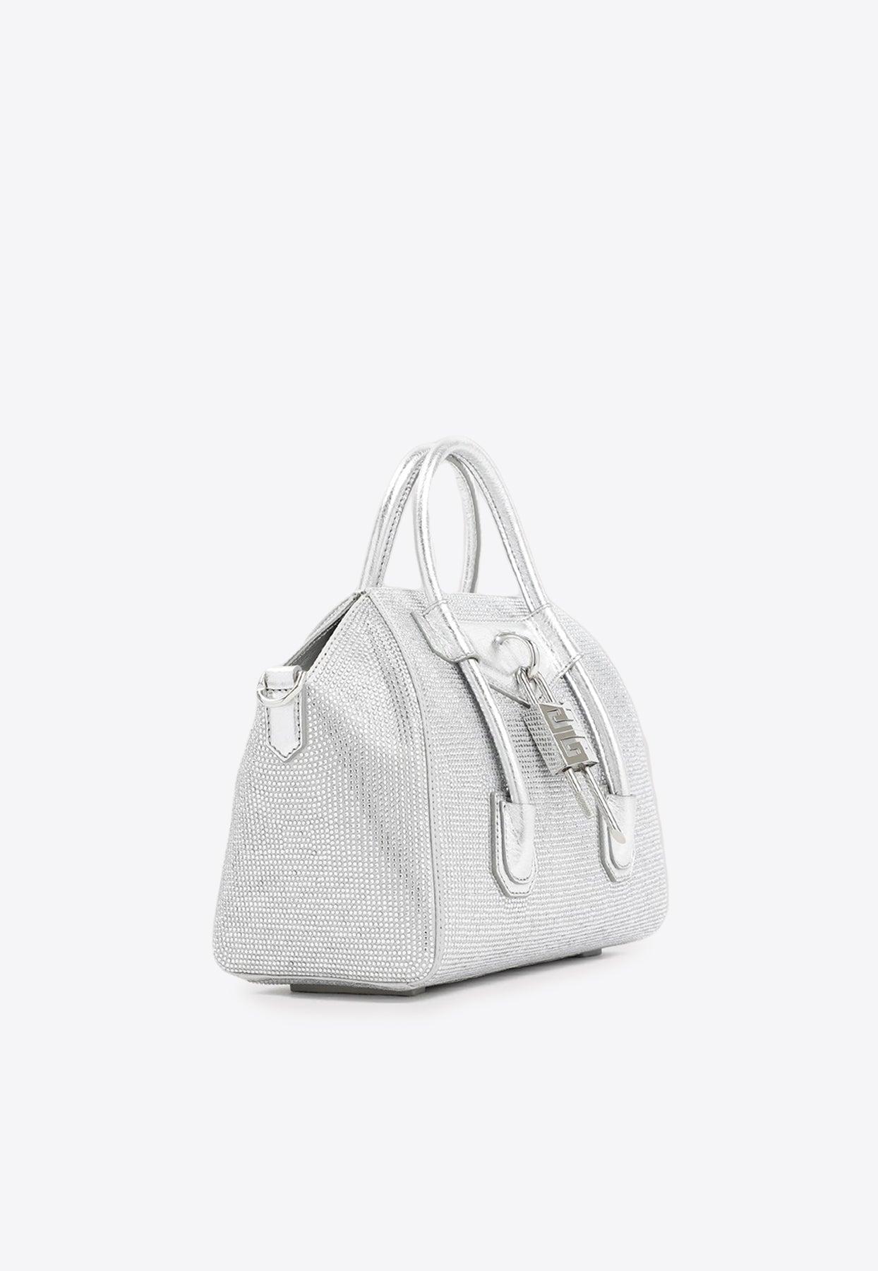 品格 ジバンシィ ハンドバッグ Mini Antigona Lock クリスタル GIVENCHY Antigona Lock Mini Leather Top Handle/Cross-Body
