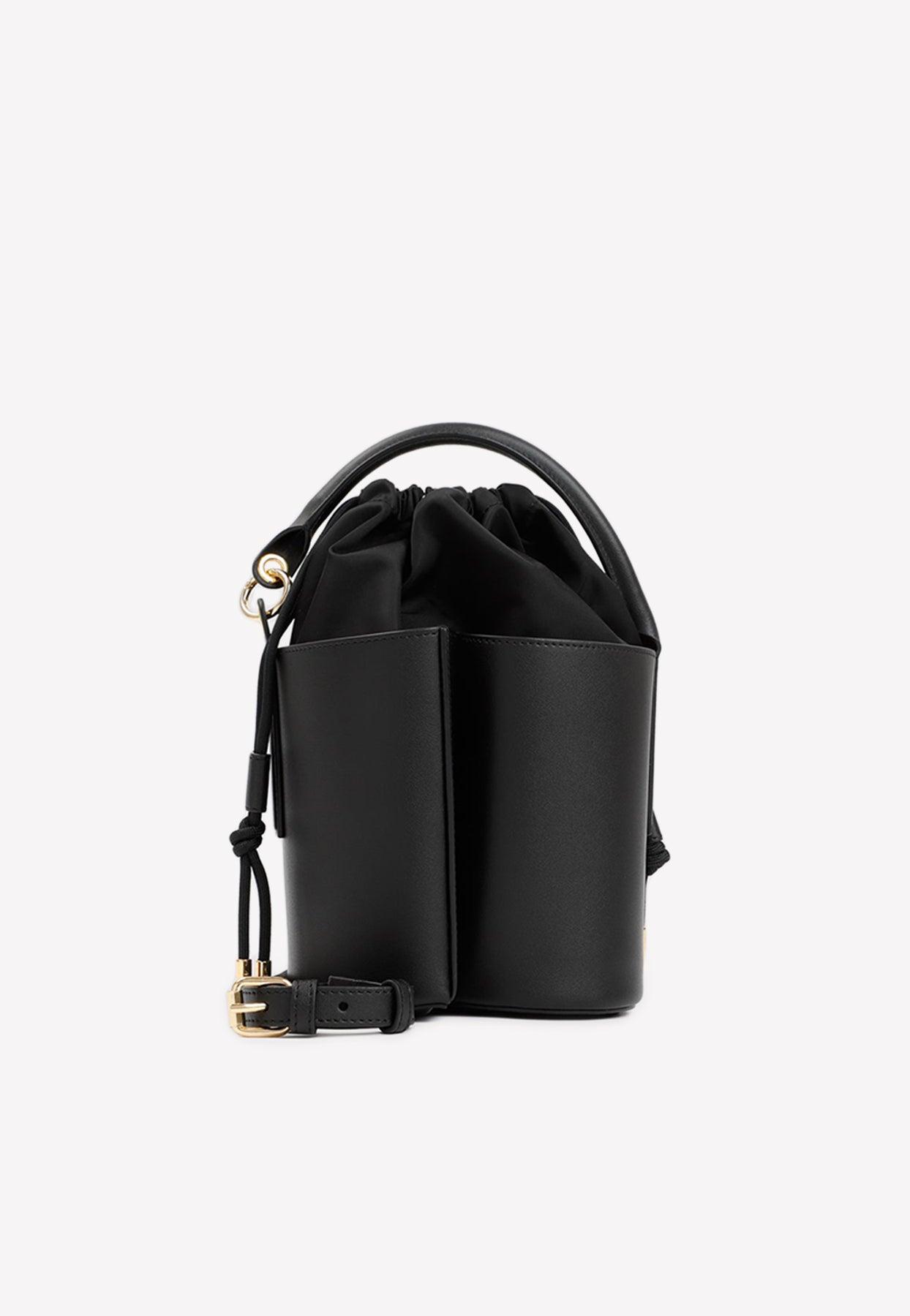 Sacai Small Leather Bucket Bag in Black | Lyst