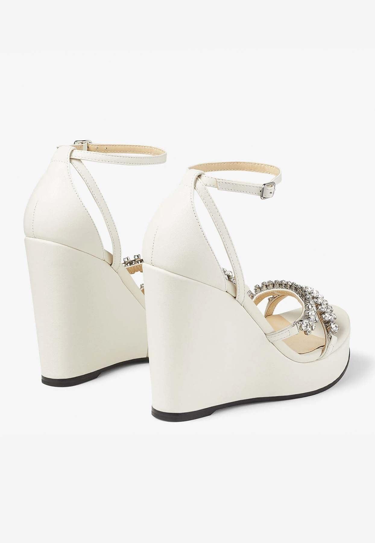 【JIMMY CHOO】Bing Wedge 120-Zox-Silver ★関税送料込み Bing Wedge 120 metallic sandals in silver - Jimmy Choo
