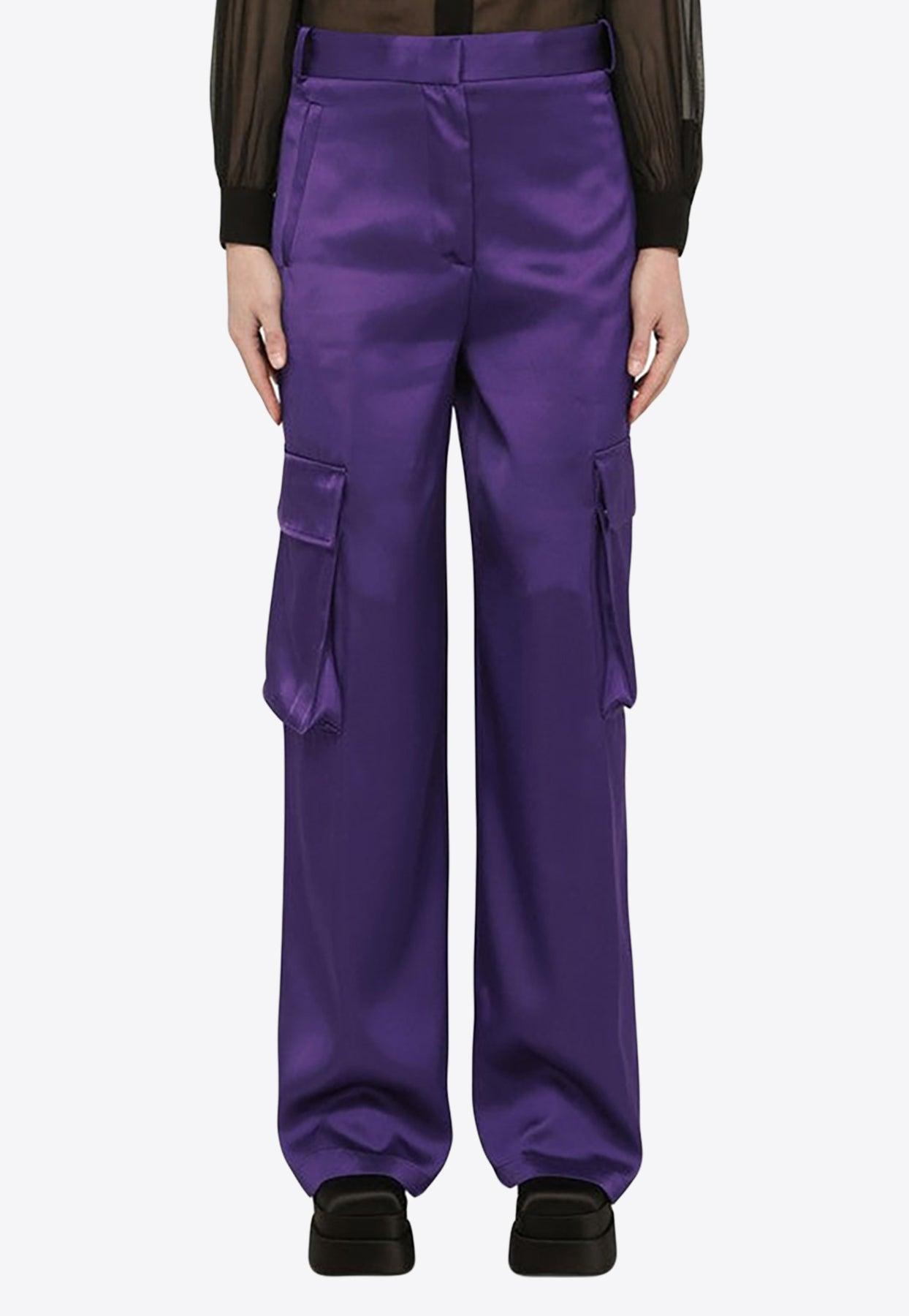 Versace Satin Cargo Pants in Purple | Lyst