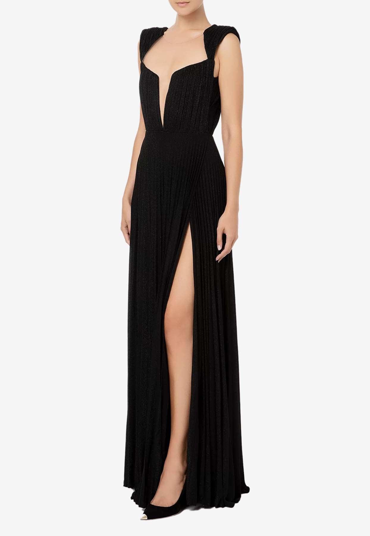 Elisabetta Franchi Synthetic Red Carpet Lurex Maxi Dress in Black Lyst