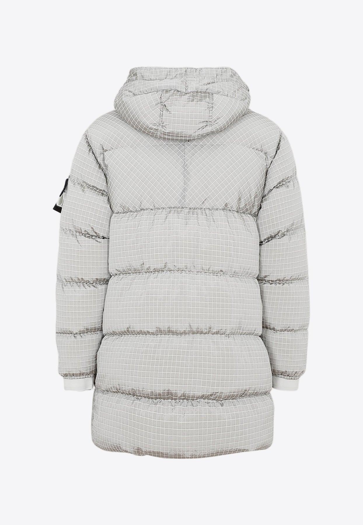 Stone Island Grid-pattern Zip-up Down Parka in Gray for Men | Lyst