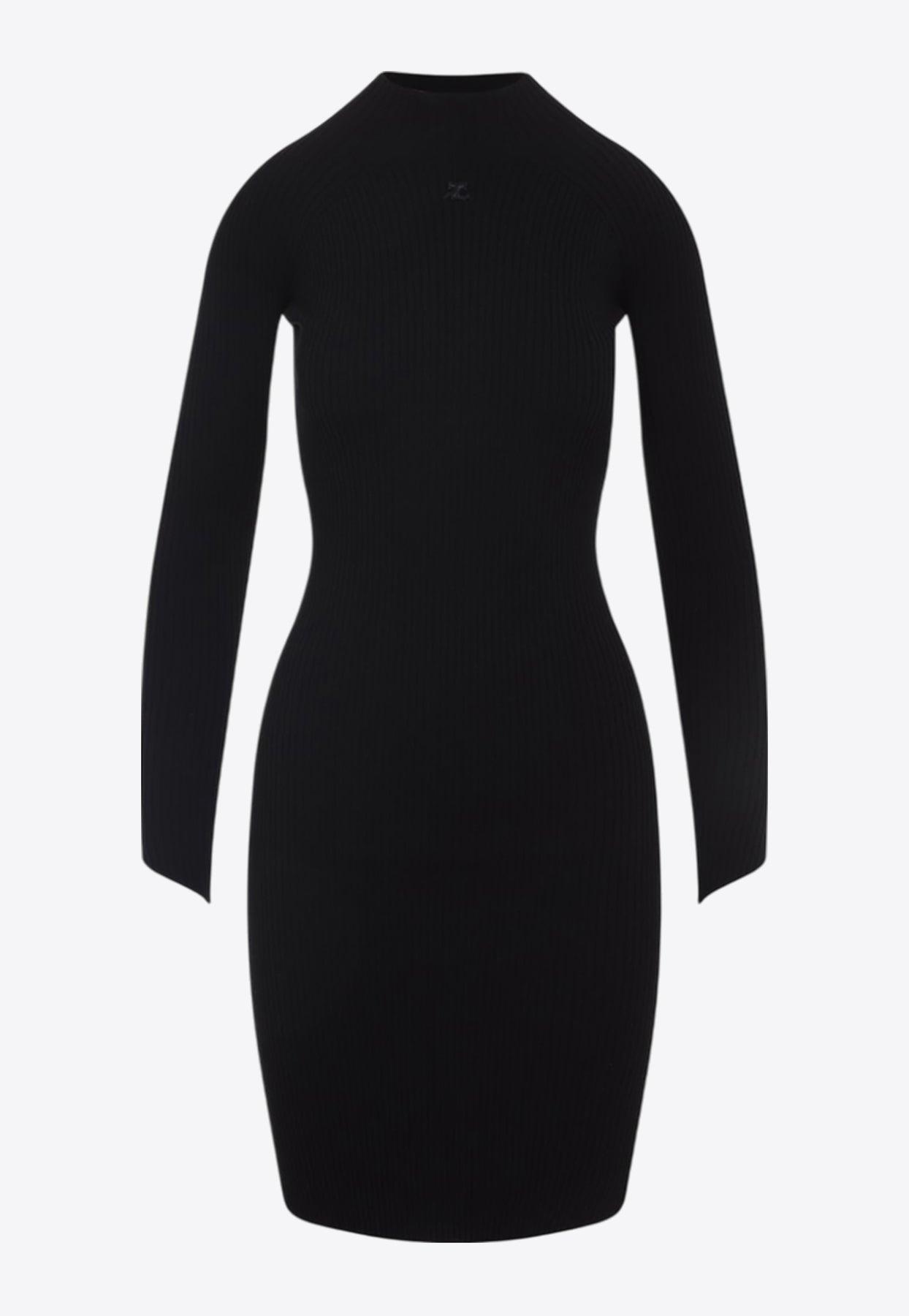 ワンピース COURREGES BLACK RIBBED MINI DRESS Courrèges Black ribbed mini dress | Parallel