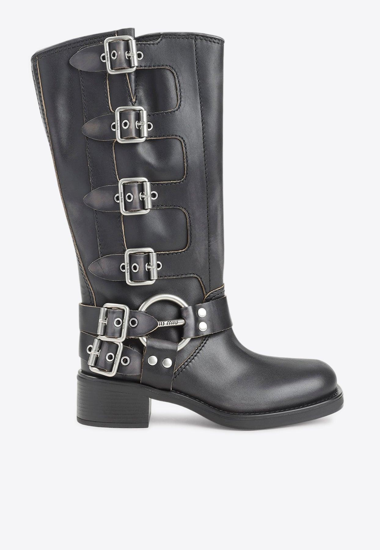 miu-miu-Black-Mid-Calf-Buckled