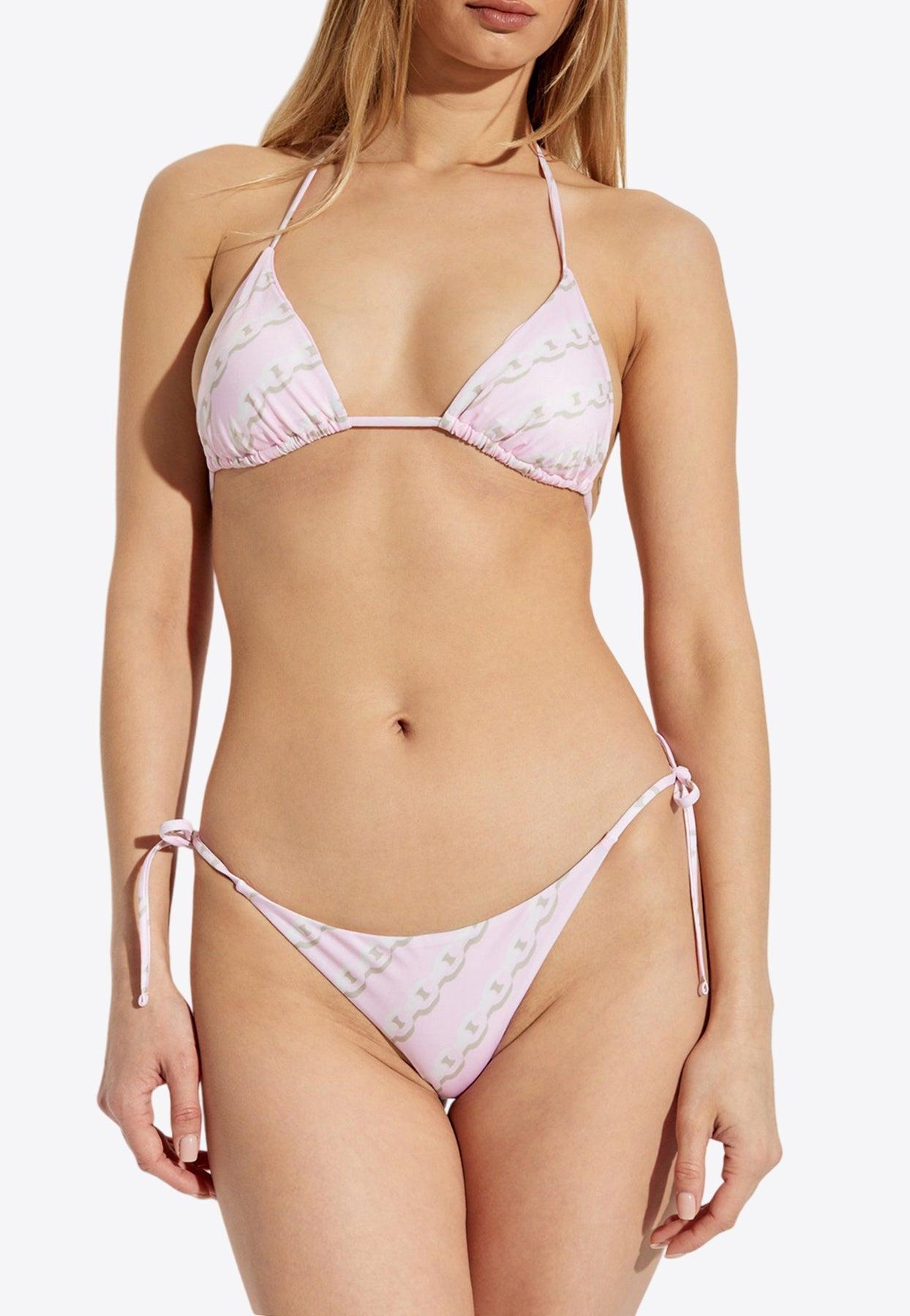 Versace Chain Print Bikini Bottom in Natural | Lyst