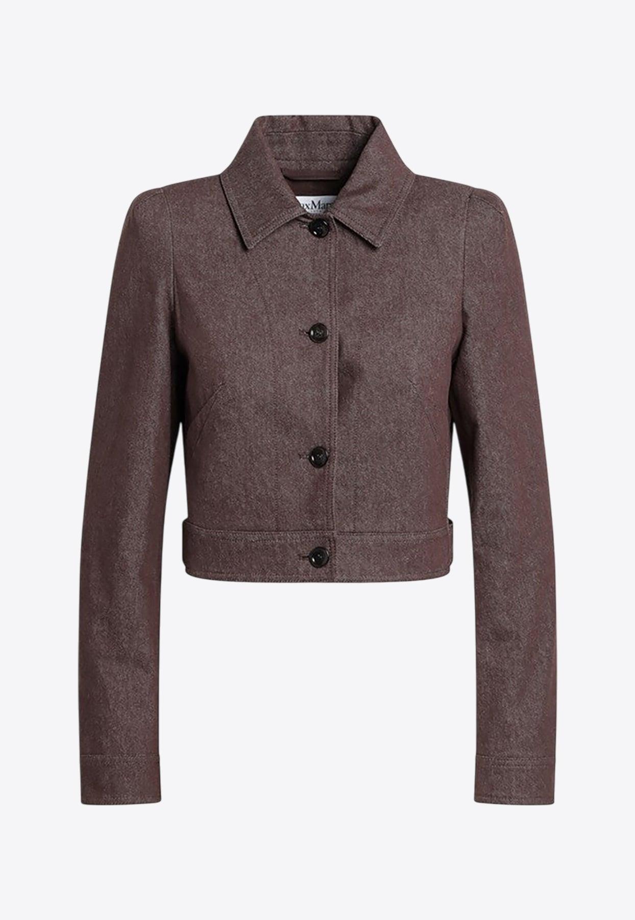 ジャケット MAX MARA CARPA DENIM CROP JACKET Denim-effect cropped jacket, brown | 