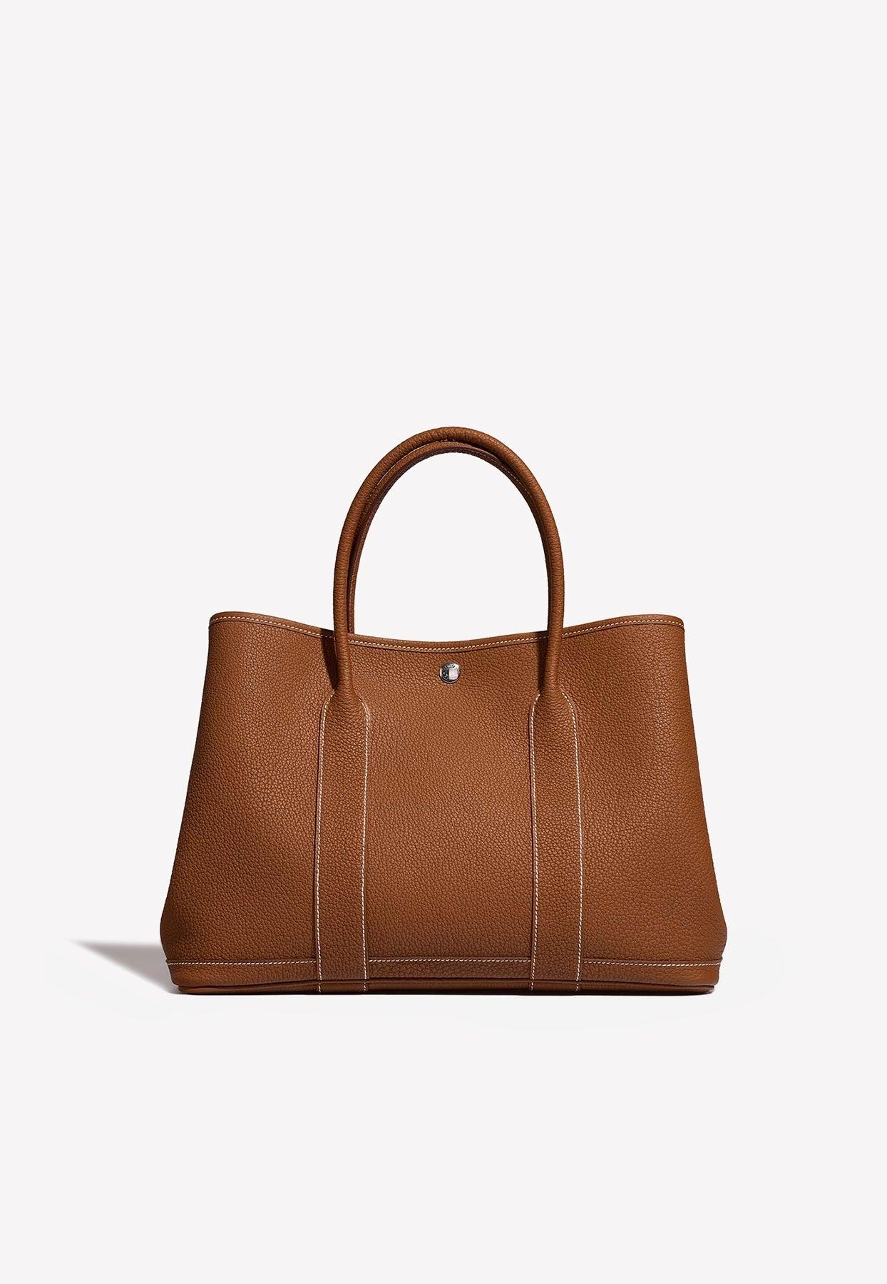Hermes Garden Party TPM Leather Tote Bag in Tan color