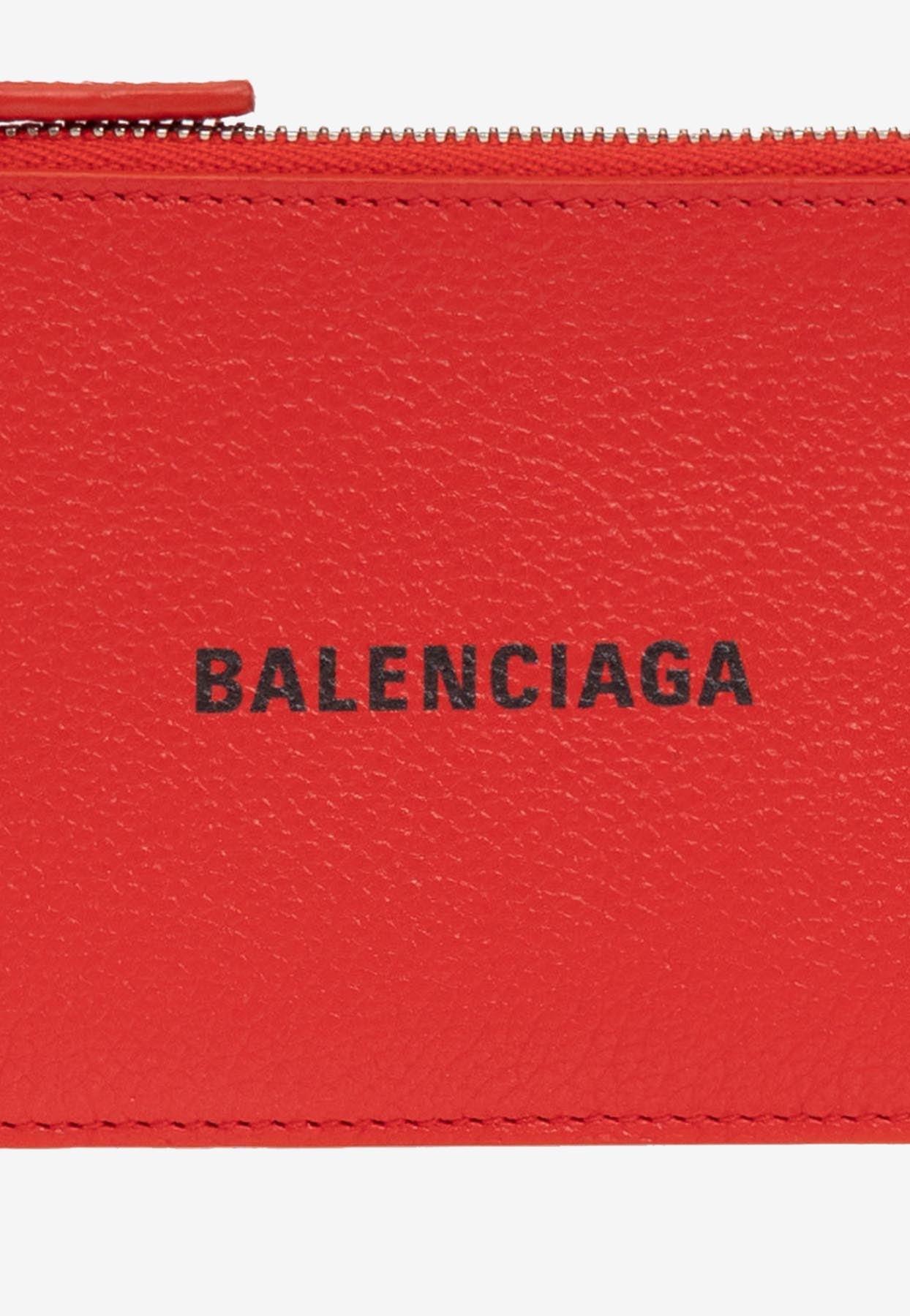 BALENCIAGA Logo-Print Full-Grain Leather Cardholder for Men