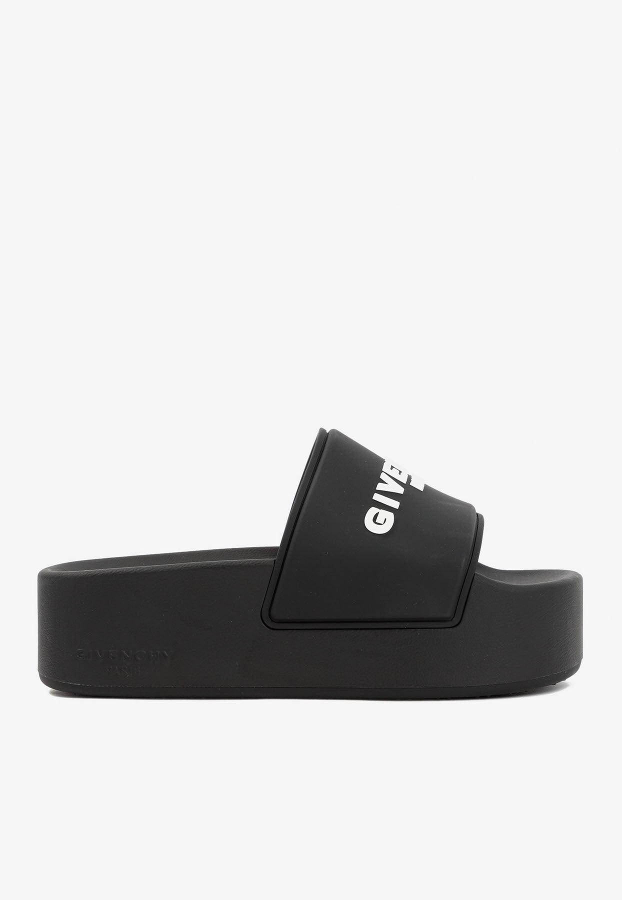Givenchy Flatform Logo Slides in Black | Lyst UK