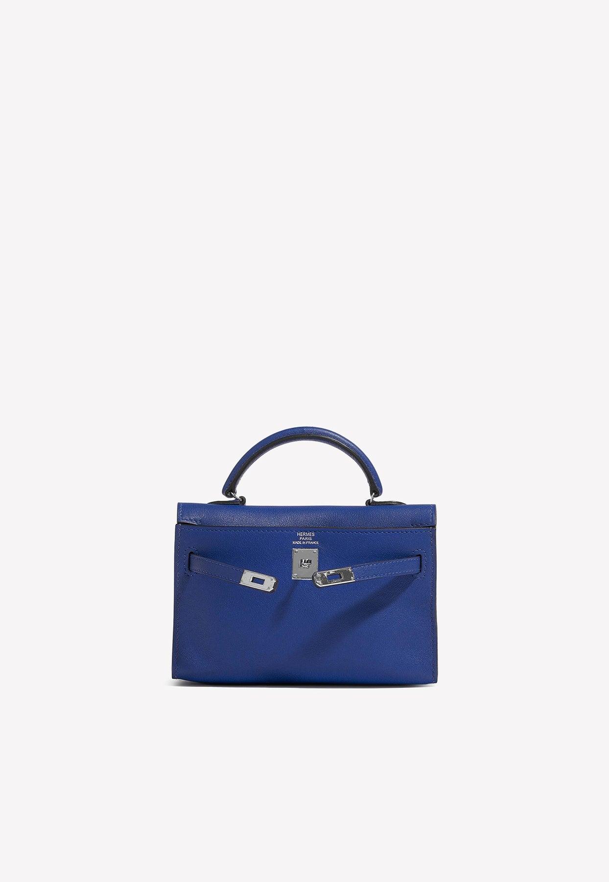 Hermes Blue Brighton Swift Leather Palladium Hardware Mini Berline Bag