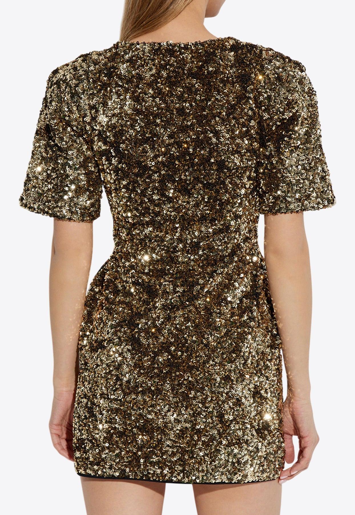 ワンピース MARC JACOBS GOLD MINI DRESS WITH SEQUINS Marc Jacobs Gold mini dress with sequins | TheDoubleF