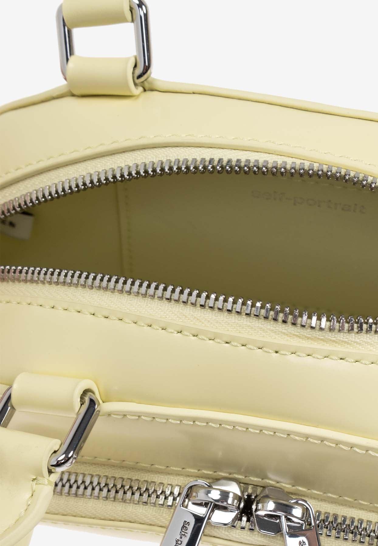 Self-Portrait Mini Leather Curved Shoulder Bag in White | Lyst