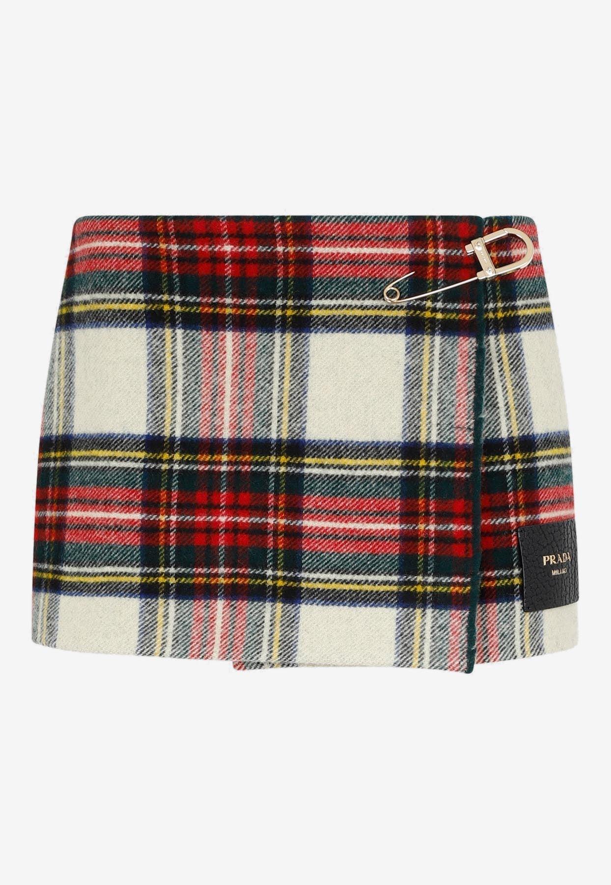 Prada Check Tartan Wool Mini Skirt | Lyst