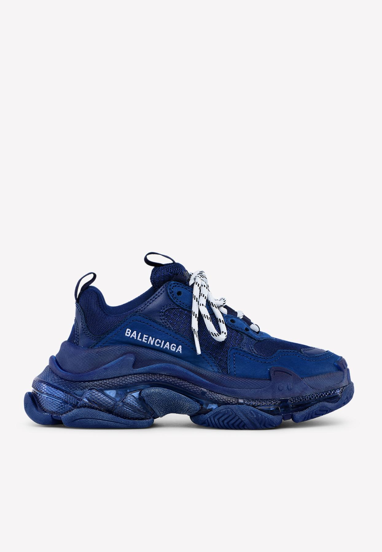 Balenciaga Triple S Airsole Leather And Mesh Trainers in Navy (Blue) - Lyst
