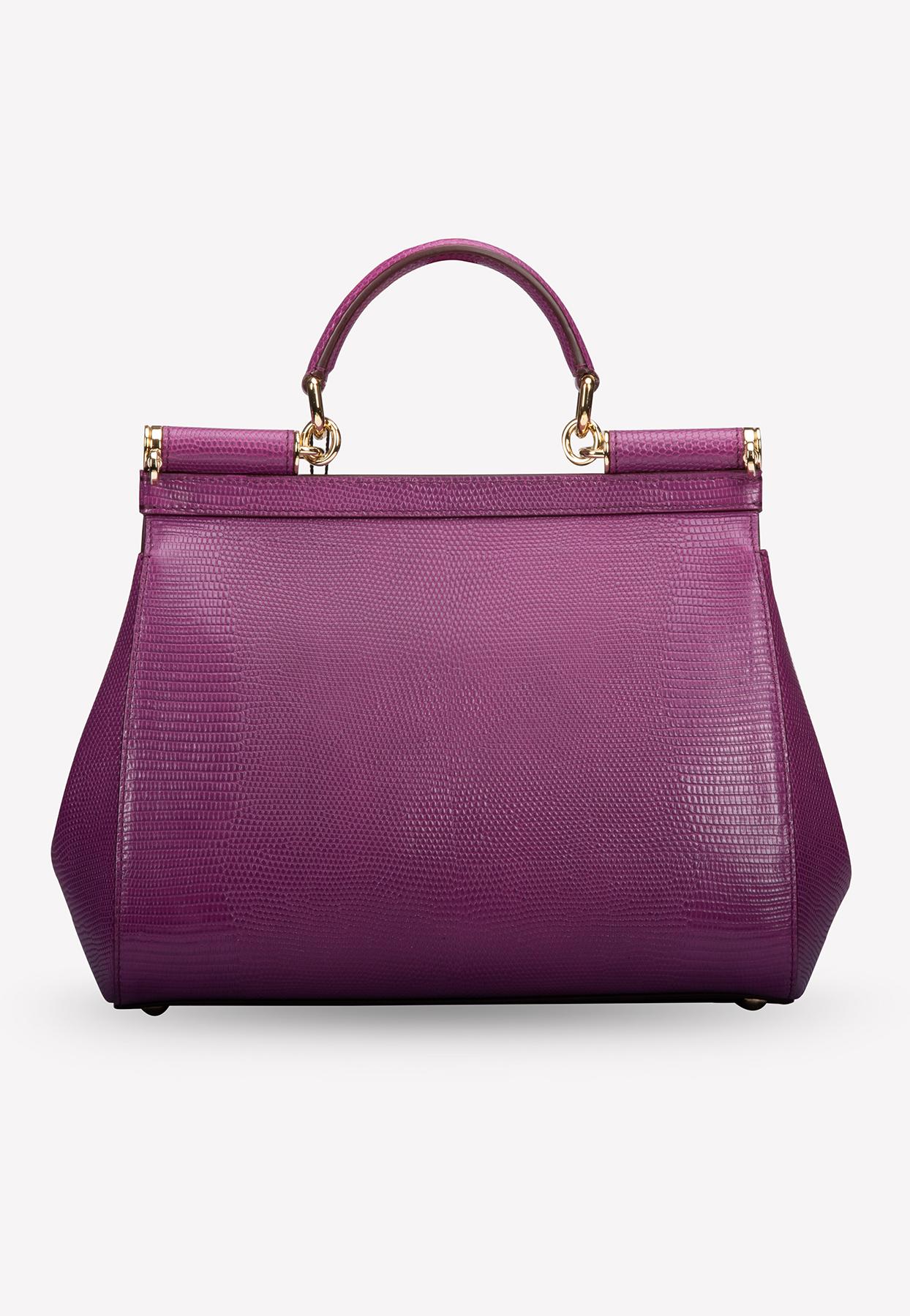 Dolce & Gabbana Medium Calfskin Sicily Bag With Iguana Print And Dg Crystal  Logo Patch in Purple | Lyst Canada
