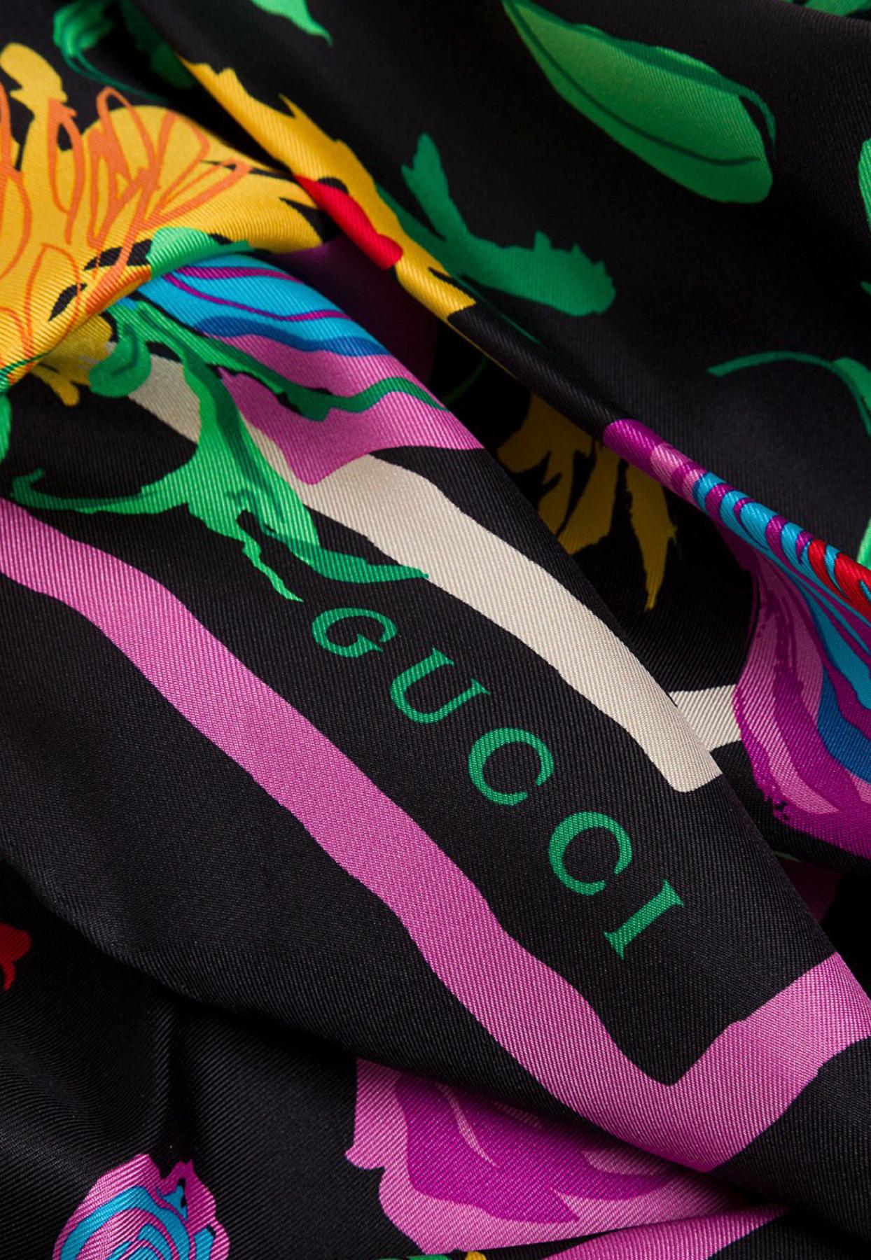 Gucci Ken Scott Print Scarf In Silk in Black - Lyst