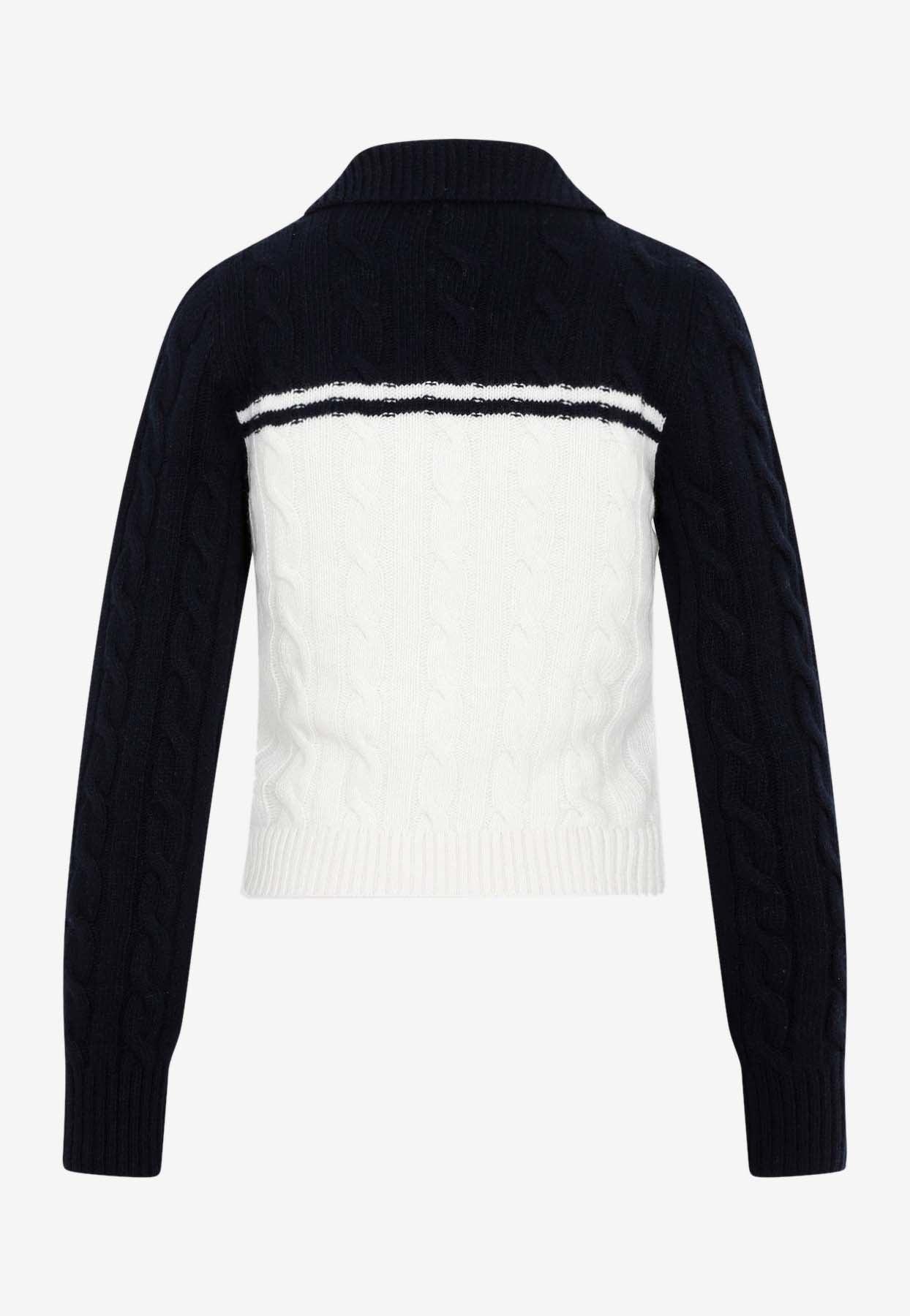 ブルゾン MIU MIU MMF958_16WY_F022X TECHNICAL YARN ZIPPER CARDIGAN Blue/white Technical Yarn Zipper Cardigan | Miu Miu