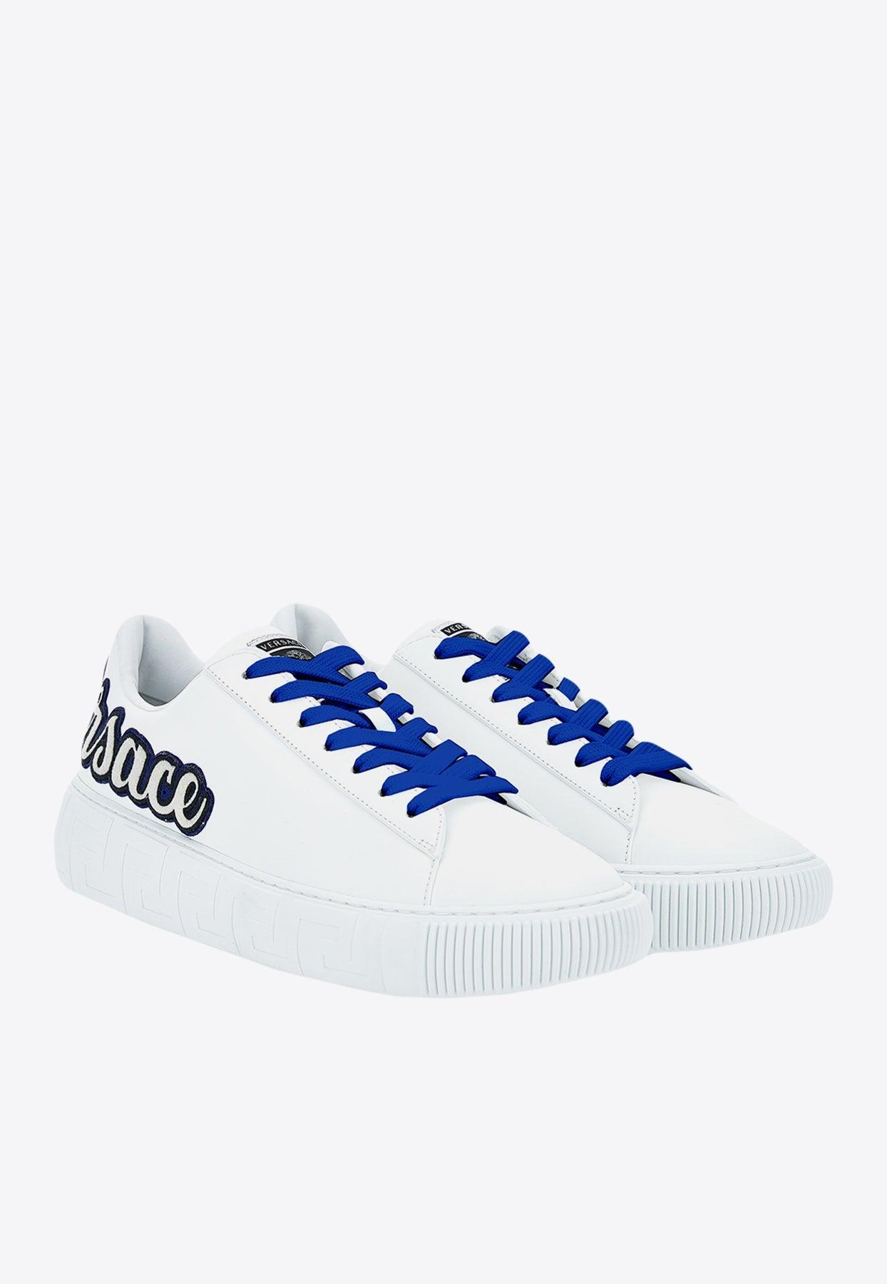 versace la greca logo leather sneakers
