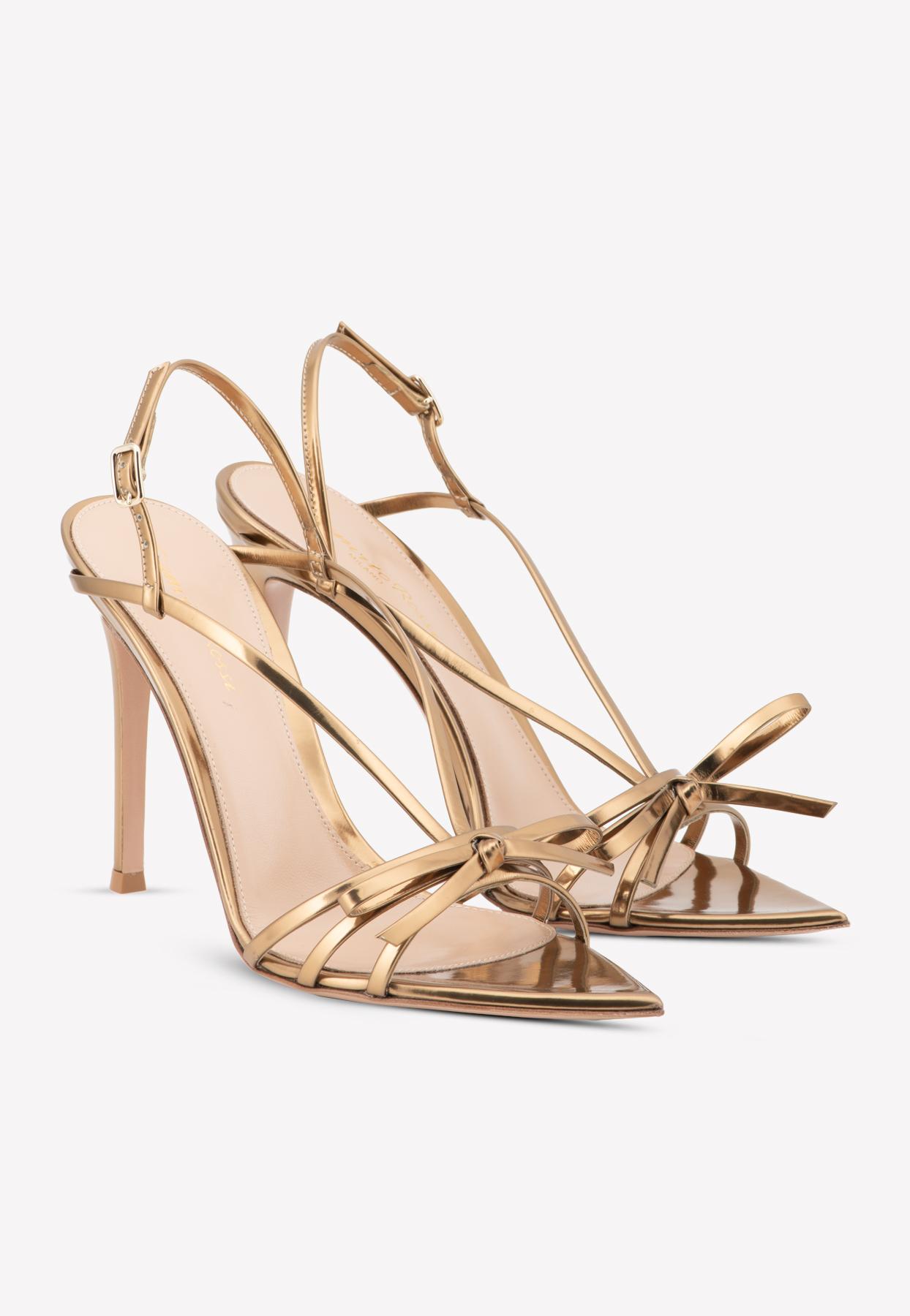 Gianvito Rossi Manhattan 105 Sandals In Mekong Gold Leather in Metallic
