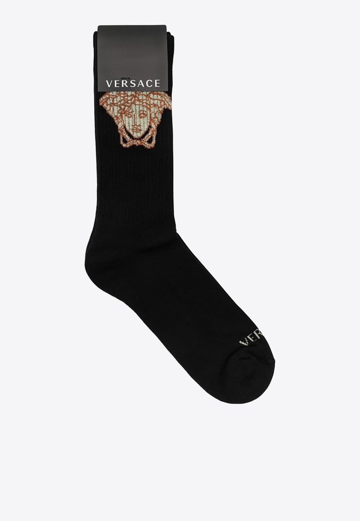 Versace Medusa Logo Sports Socks in Black for Men Lyst UK