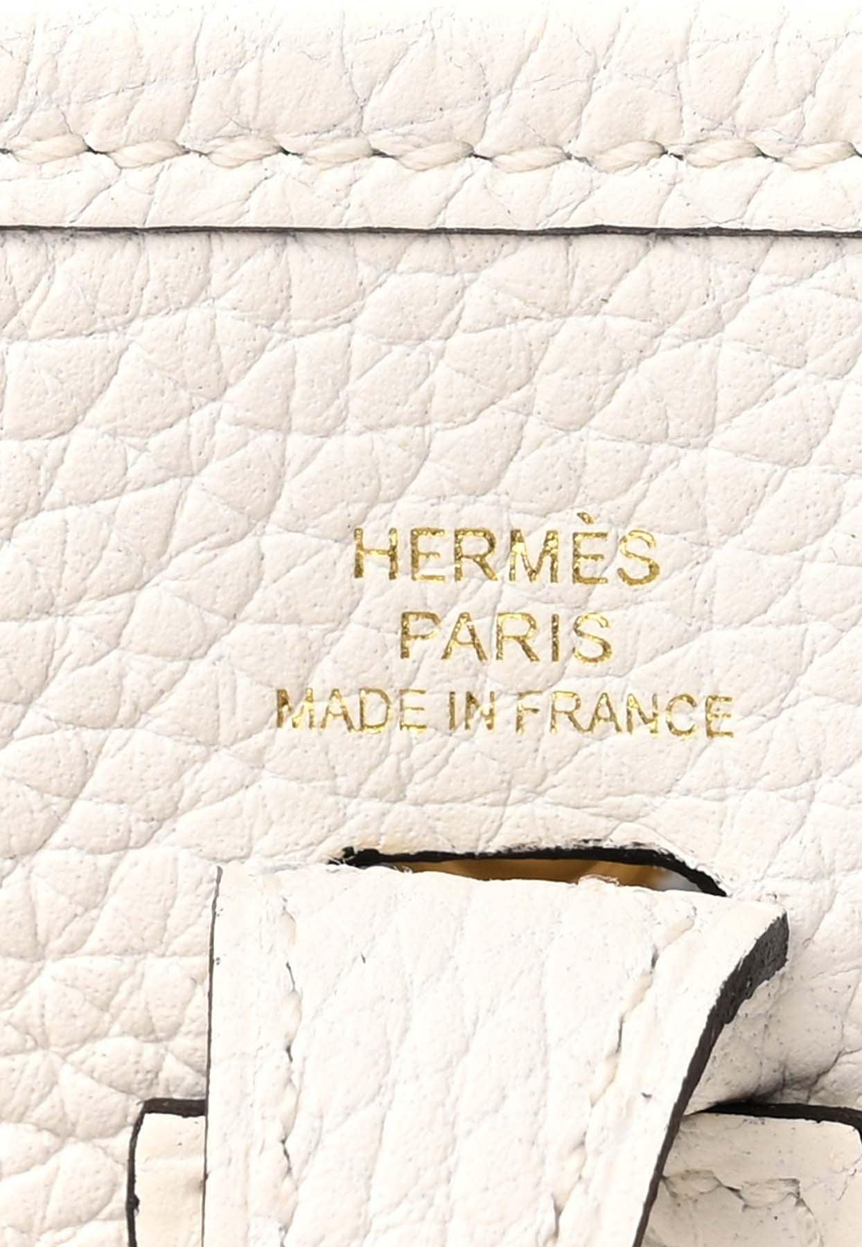 Hermes Mini Evelyne TPM Beton Crossbody Bag Gold Hardware Clemence