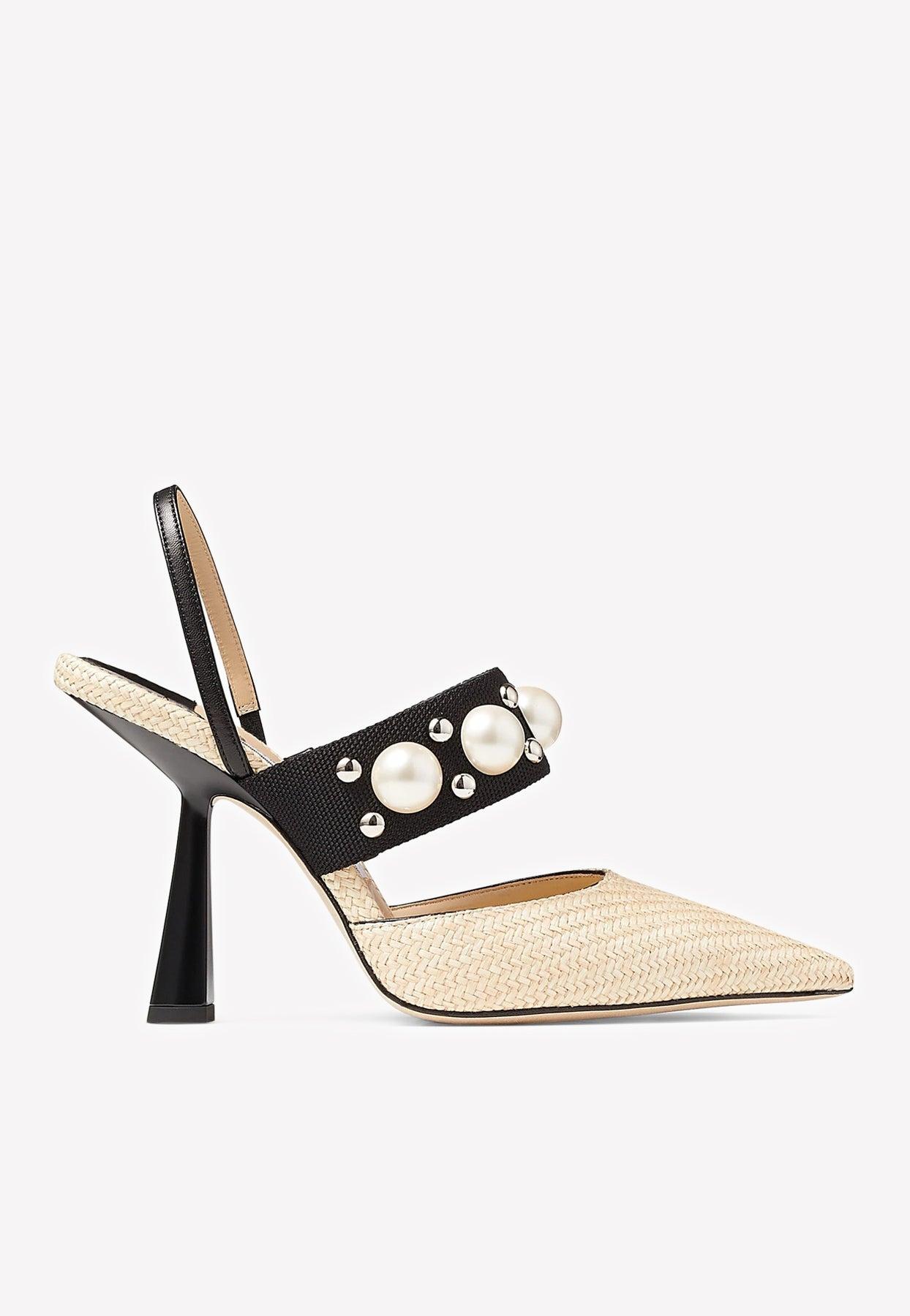 Jimmy Choo Breslin 100 Raffia Slingback Pumps in Natural | Lyst