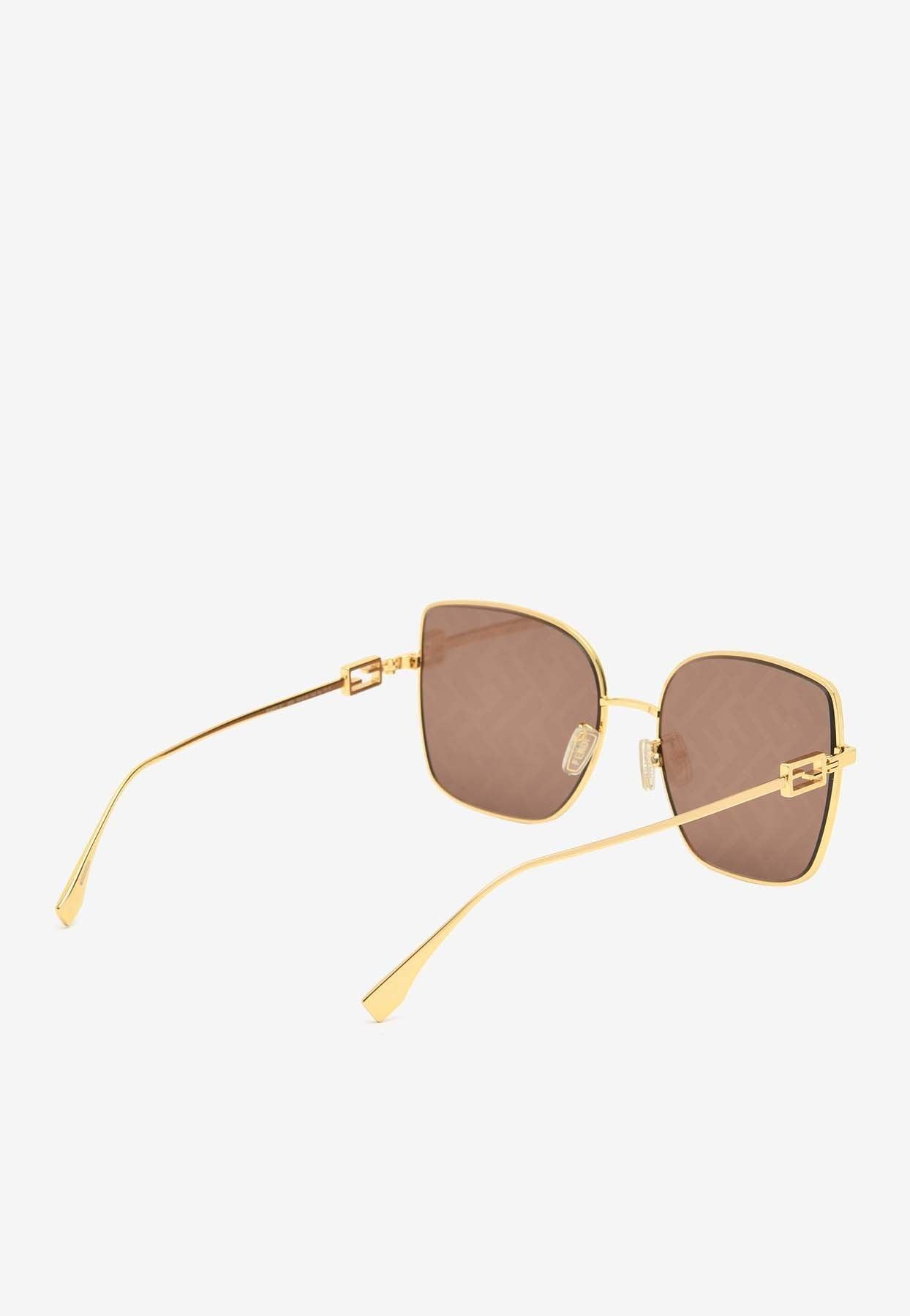Baguette oversized square-frame gold-tone sunglasses