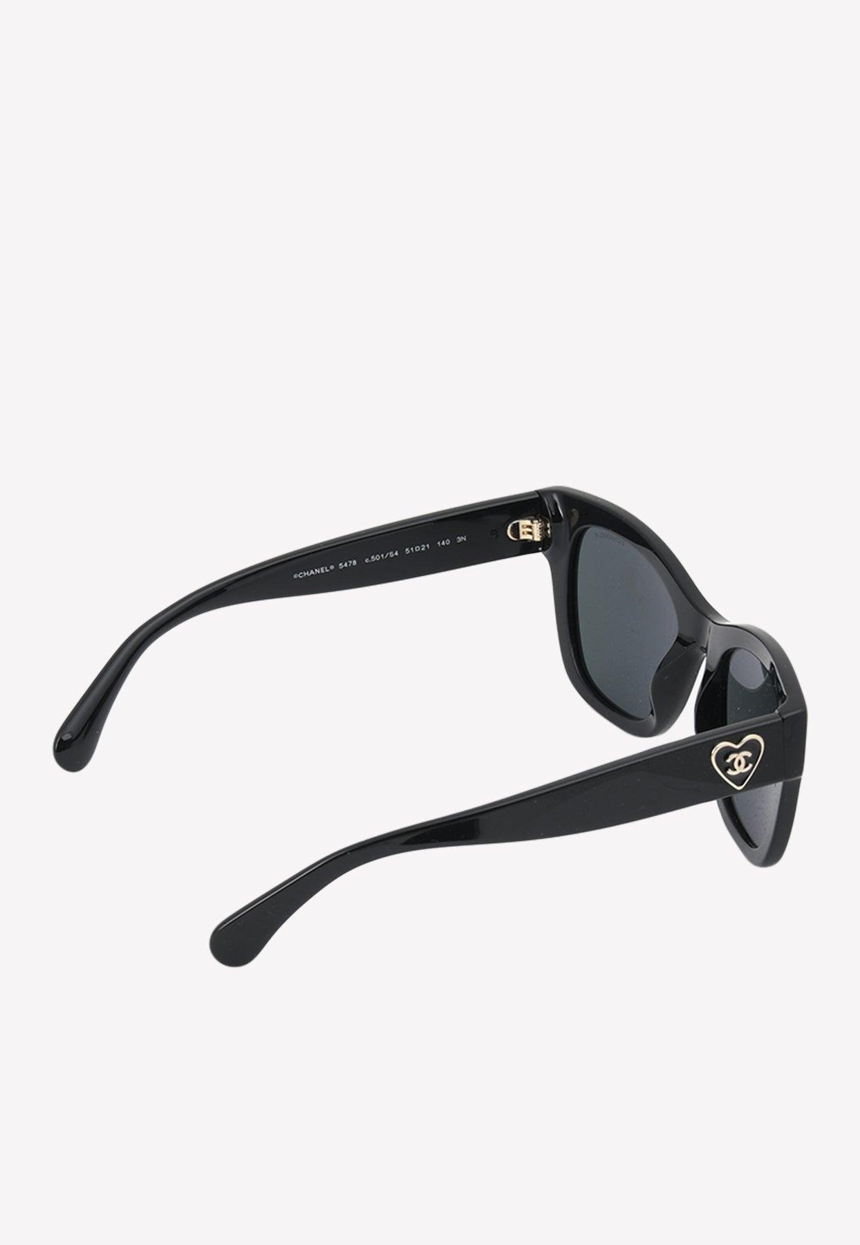 CHANEL, Accessories, Chanel 5478 Black Gold Square Sunglasses