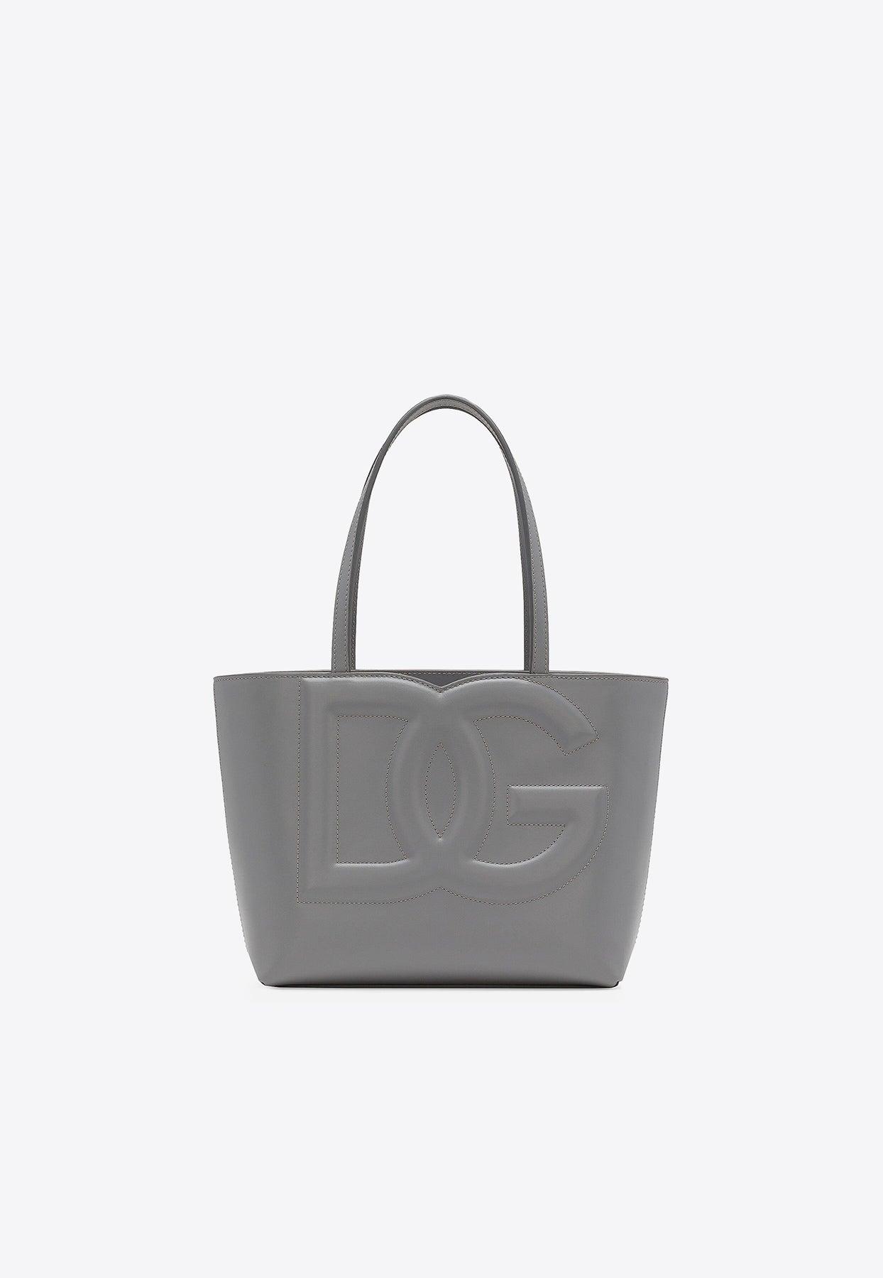 Dolce & Gabbana Small Dg Logo Tote Bag In Calf Leather in Gray