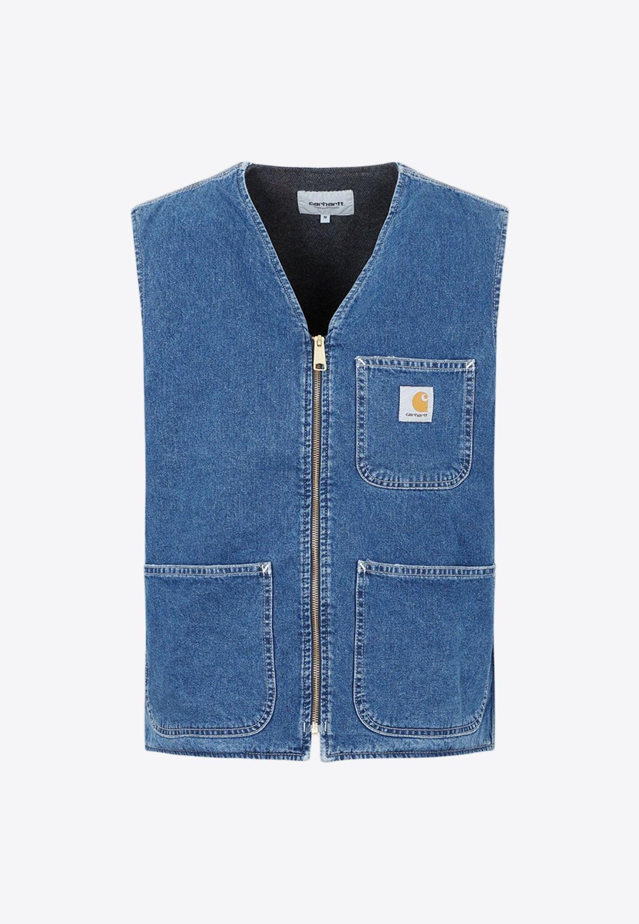 Zip up outlet denim vest