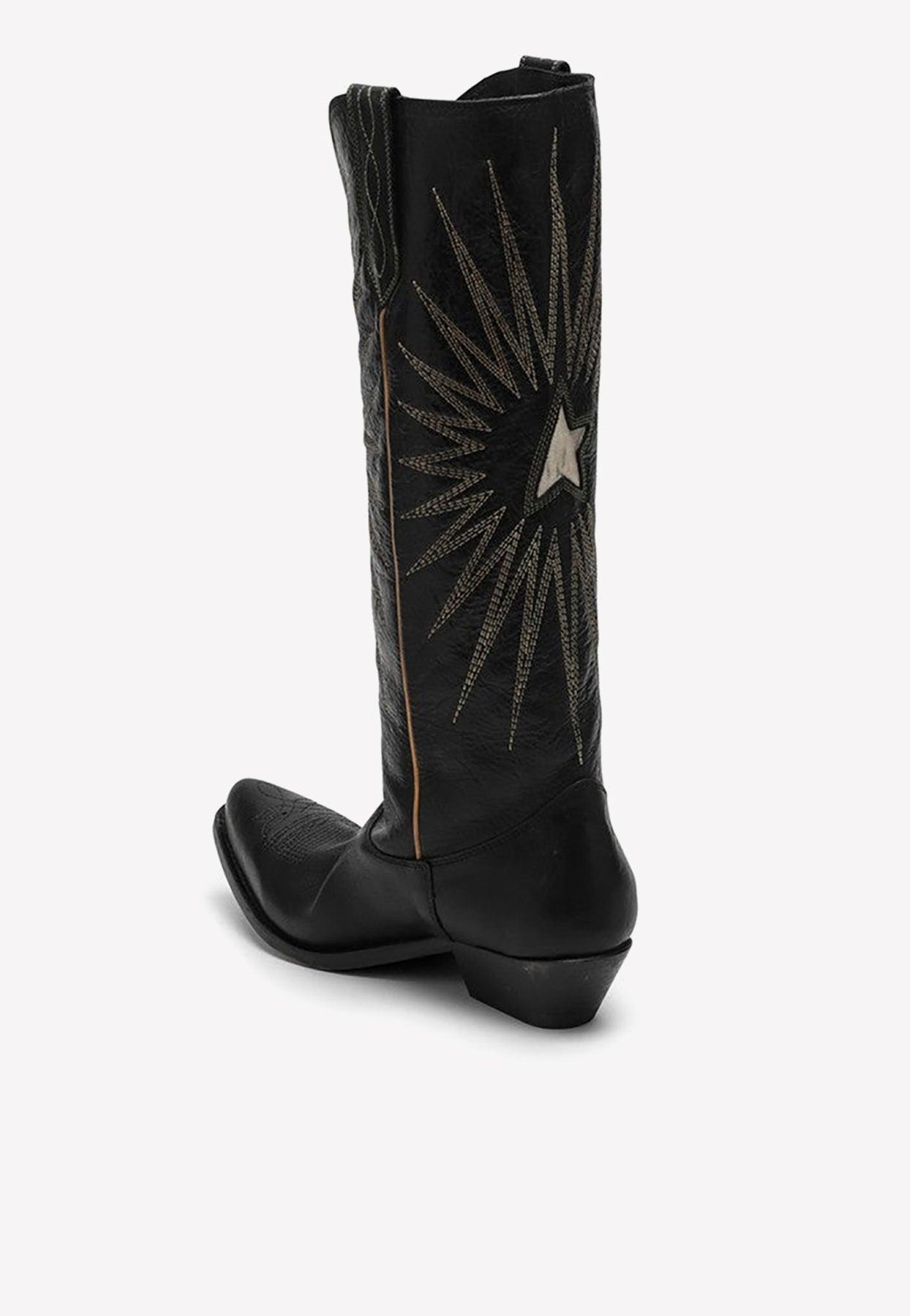 Golden Goose Wish Star Leather Cowboy Boots in Black | Lyst
