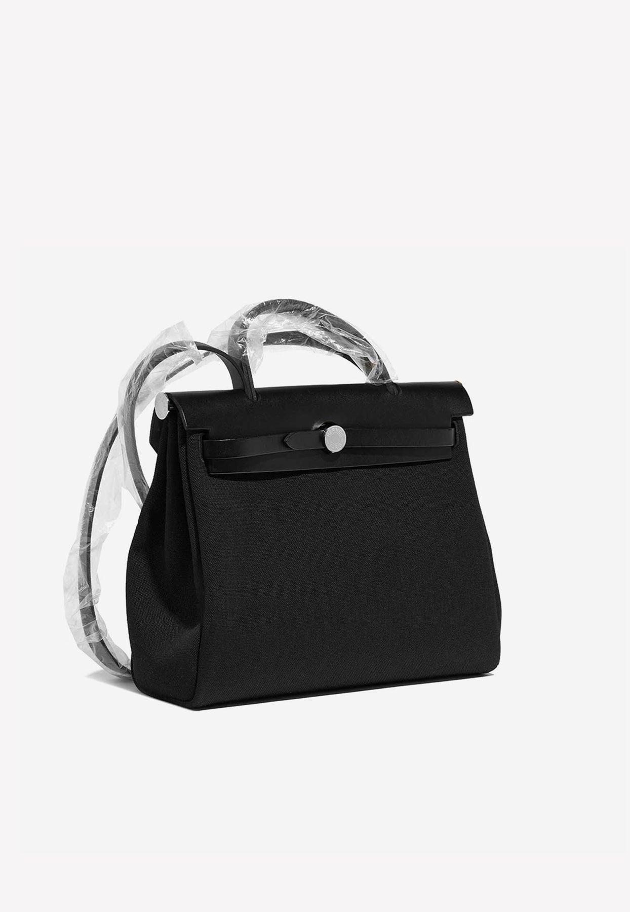 Hermès Herbag 31 In Black Toile And Vache Hunter Leather With Palladium  Hardware
