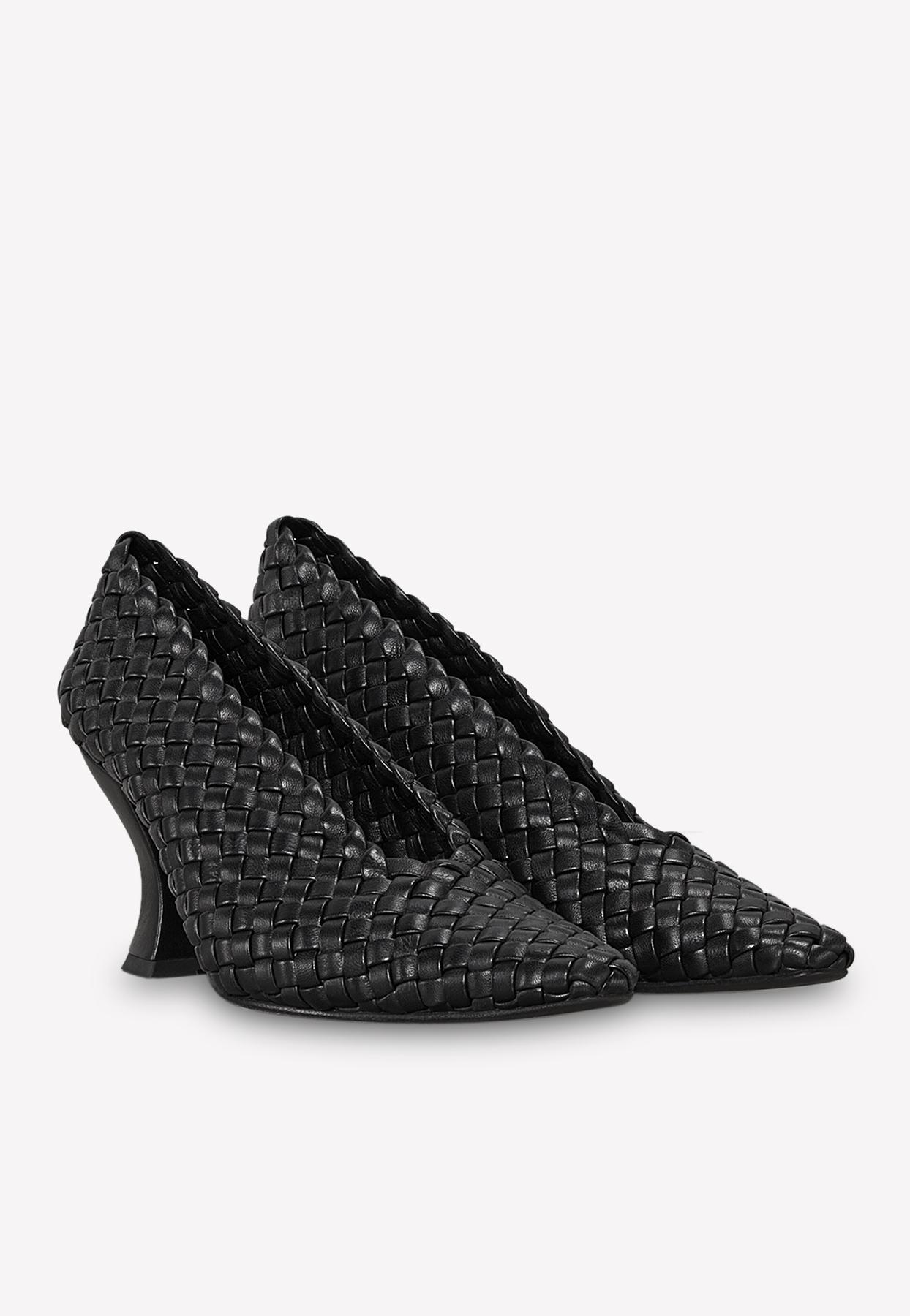Bottega Almond Toe 75 Pumps In Intrecciato Nappa Leather in