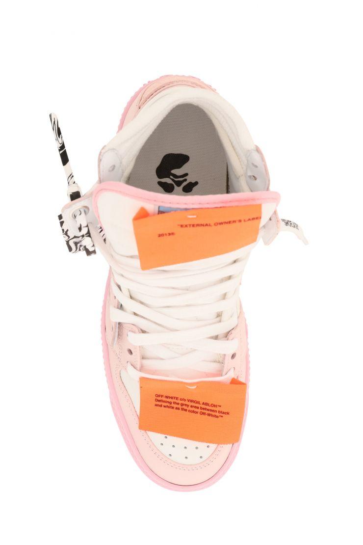 新作【Off-White】ハイトップ 3.0 Off Court Leather ピンク Virgil Abloh Off-White Pink and White Off Court 3.0 High Top