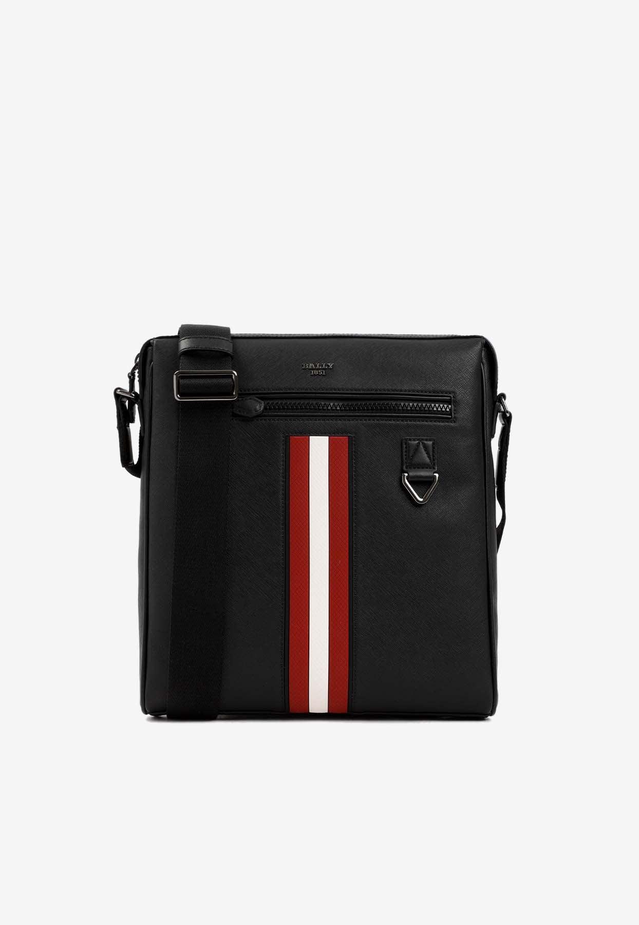 Bally Striped Leather Messenger Bag in Black for Men Lyst