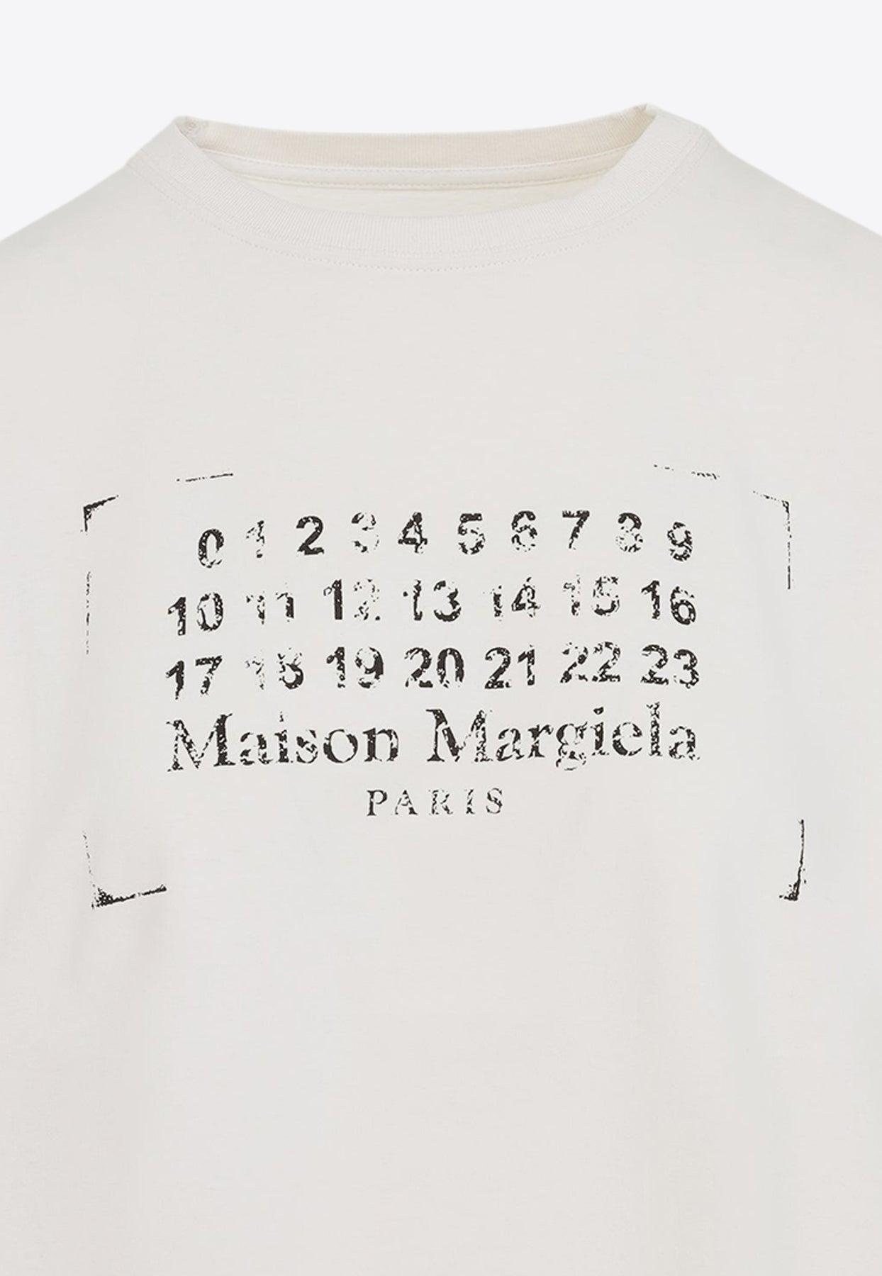 Maison Margiela Stamp Logo Print T-Shirt in White | Lyst