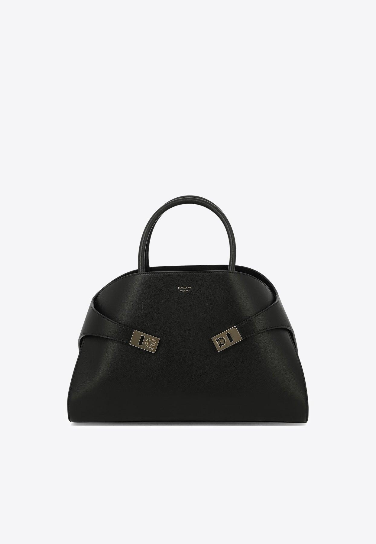 FERRAGAMO ブラックレザー ハグ L トップハンドルバッグ Ferragamo Top-handle bags for Women | Online Sale up to 55